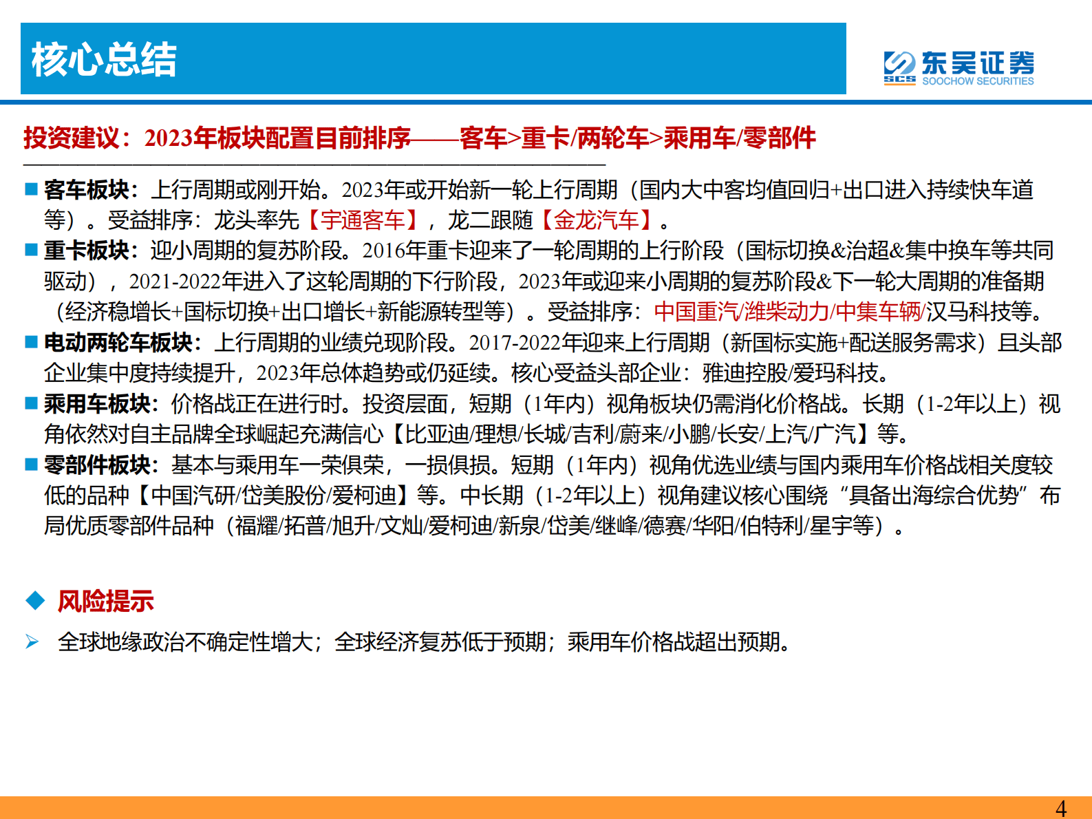 汽车2022年报&2023Q1业绩综述：分化加速 第4页