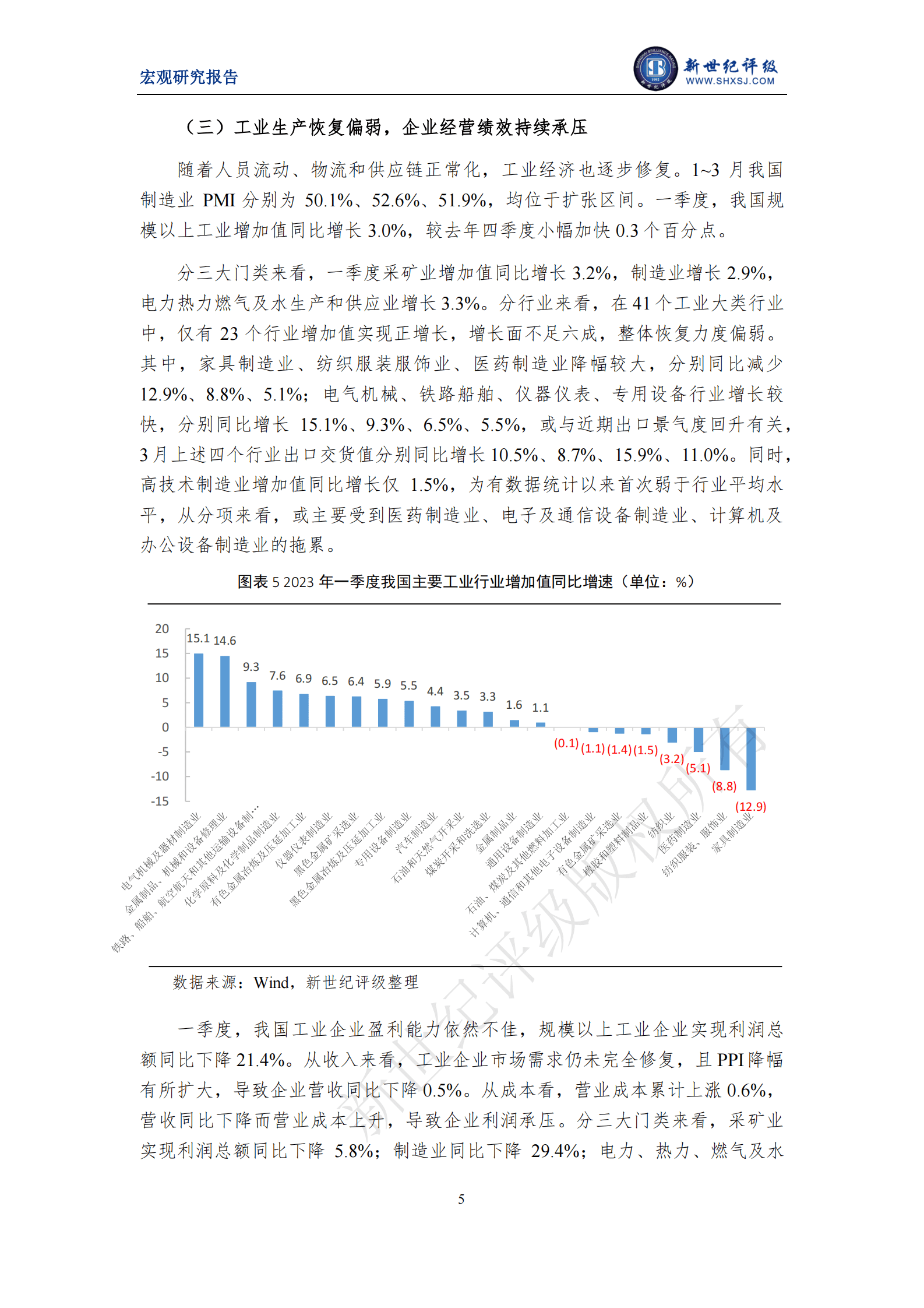 新世纪评级：我国经济温和复苏 内生增长动能有待加强&mdash;&mdash;2023年第一季度宏观经济分析及展望 第5页