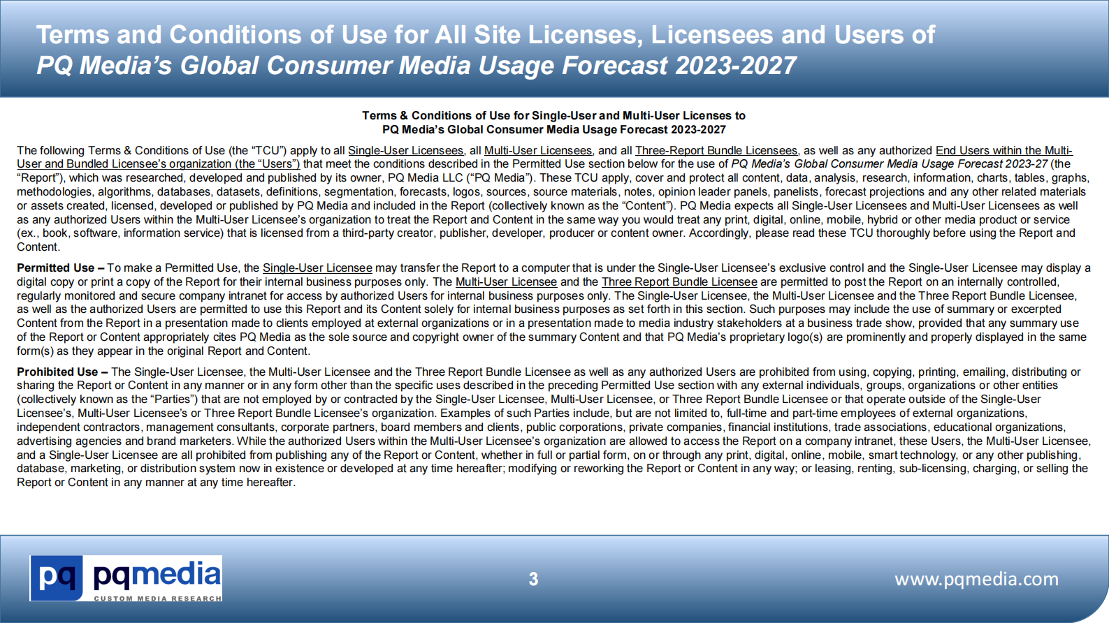PQ media：2023-2027年全球媒体消费者使用预测报告【英文版】 第3页