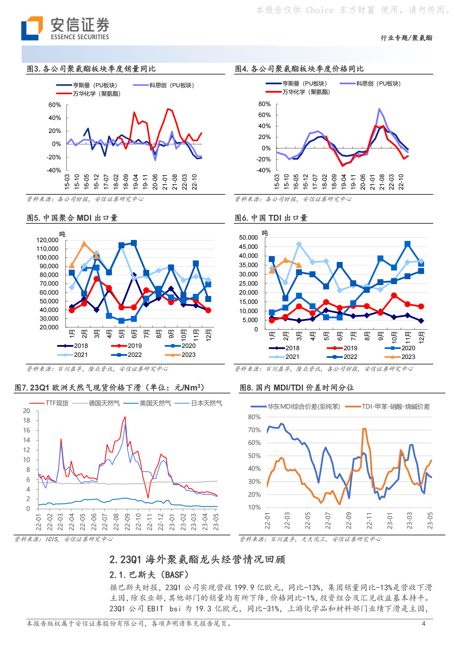 聚氨酯海外专题：23Q1量价同比减，国内出口增，二季度指引环比增 第4页