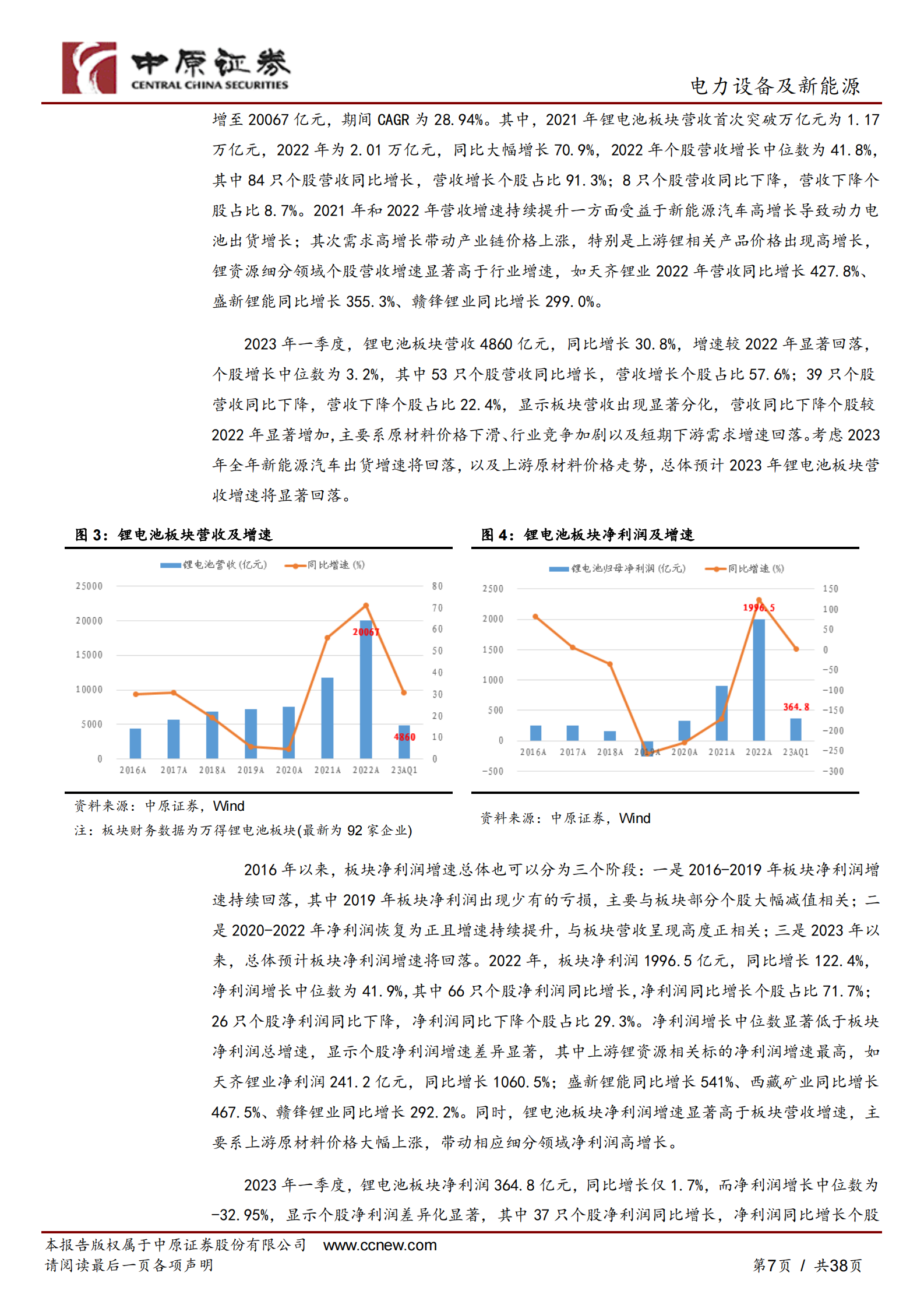 新能源行业2022年年报和2023年一季报总结:2023Q1盈利增速有所回落,关注中下游投资机会 | 先导研报