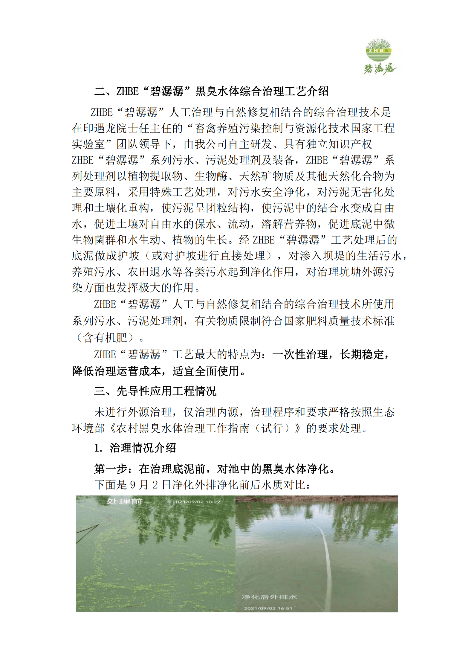 北京中环农科院：ZHBE&ldquo;碧潺潺&rdquo;农村黑臭水体综合治理工艺先导性应用示范项目总结 第5页