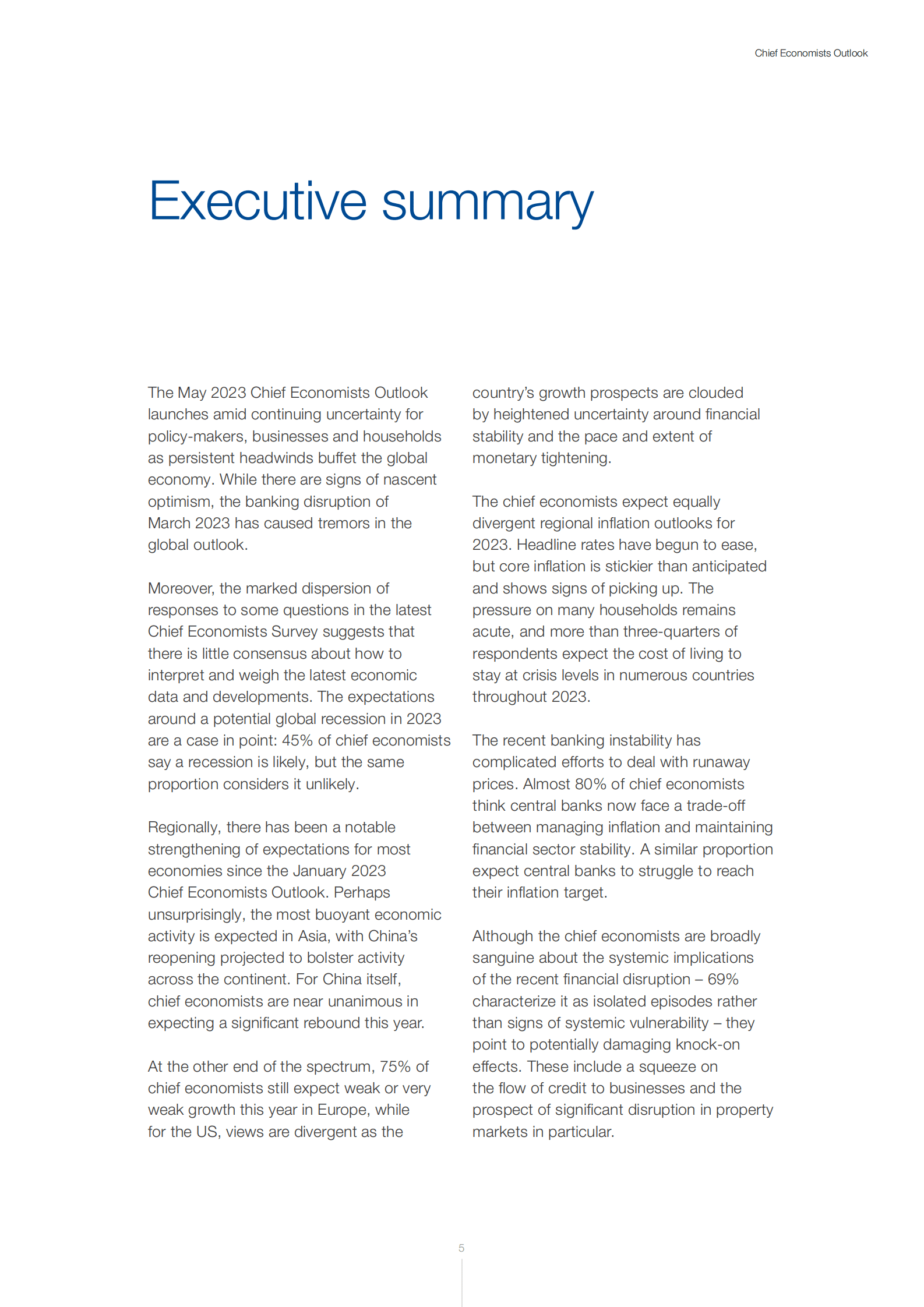 世界经济论坛：2023年首席经济学家展望报告（2023年5月）（英） 第5页