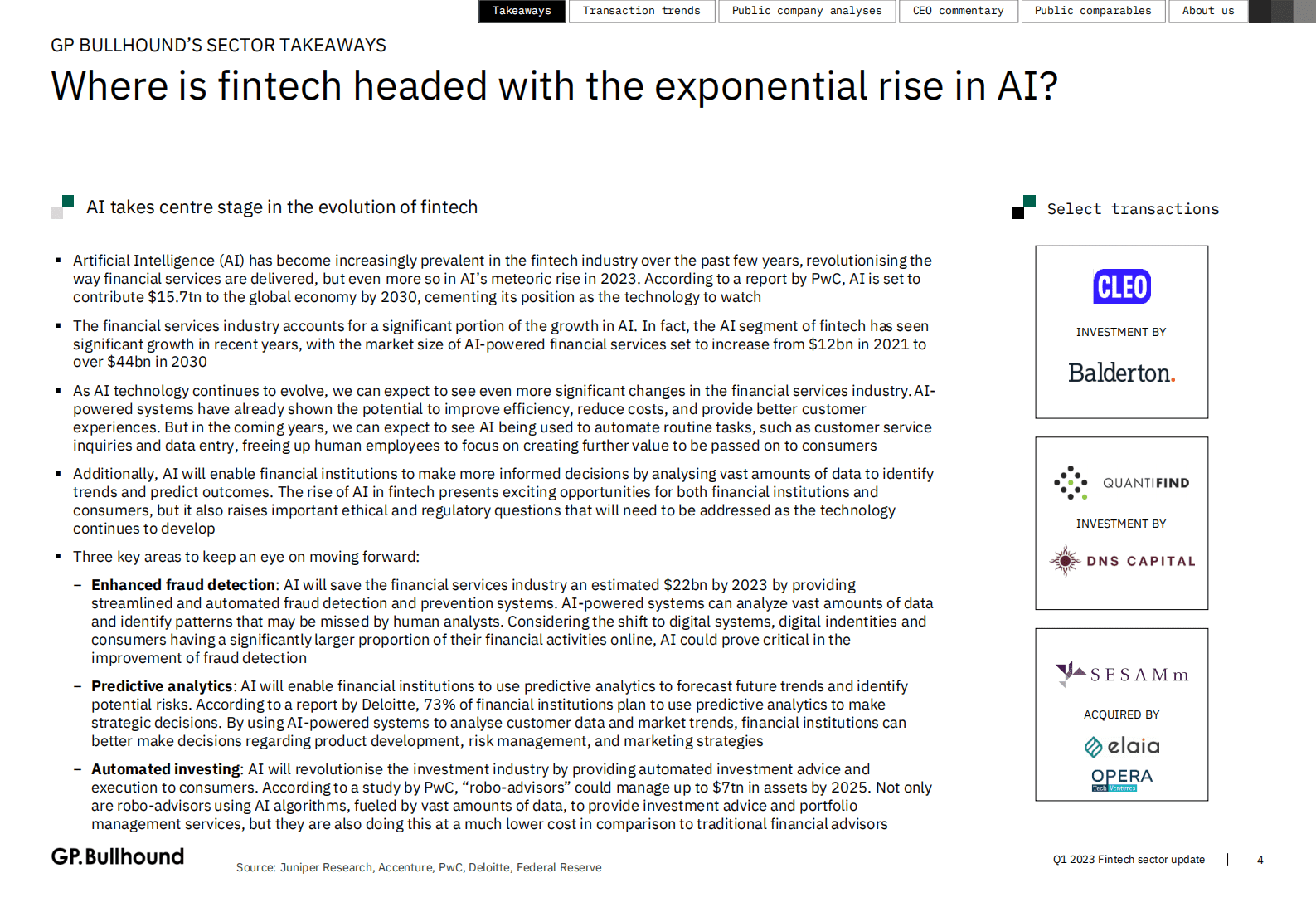 GP.Bullhound：2023年1季度全球金融科技市场展望（英） 第4页