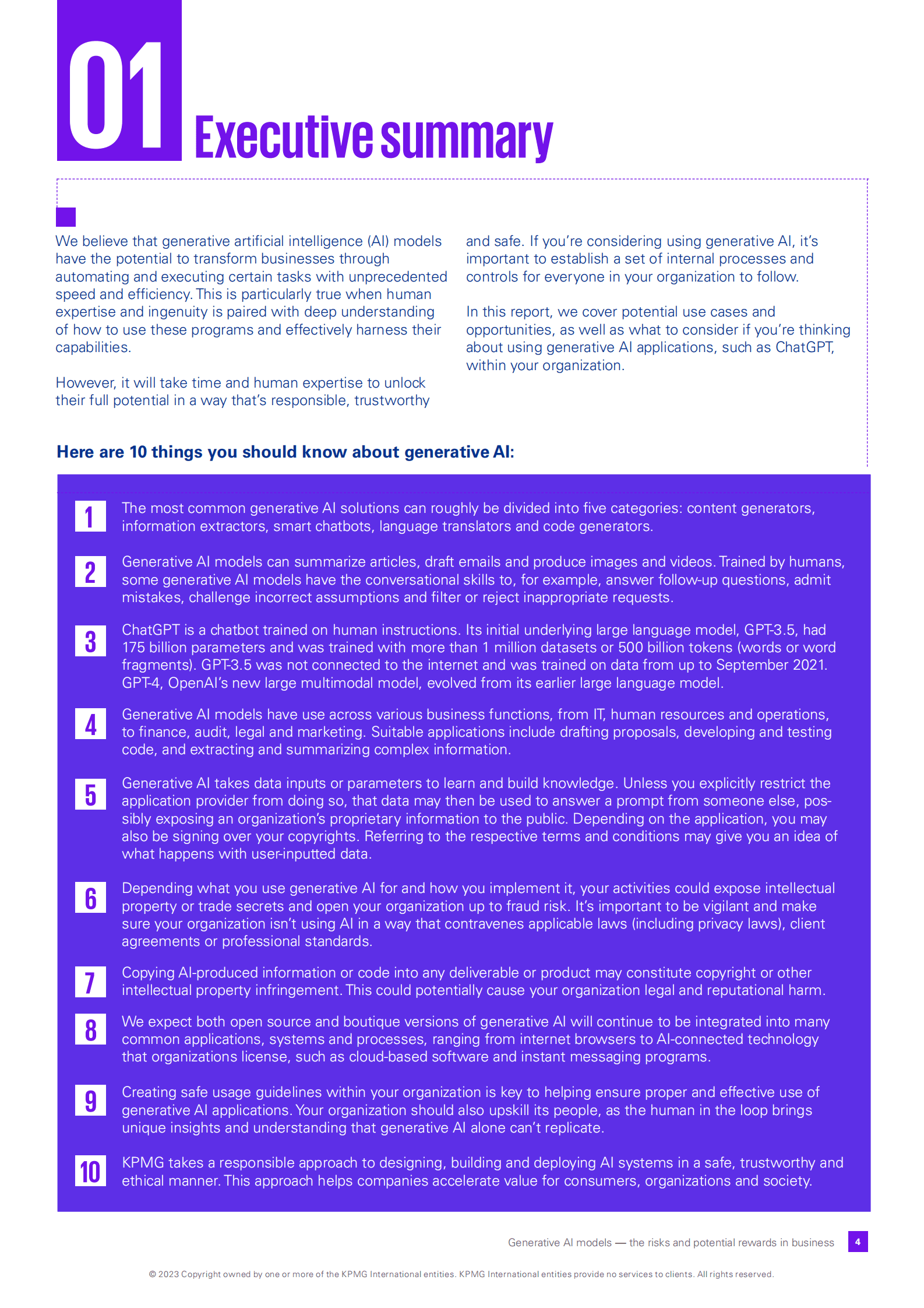 KPMG：生成式AI模型&mdash;&mdash;业务中的风险和潜在回报（英） 第4页