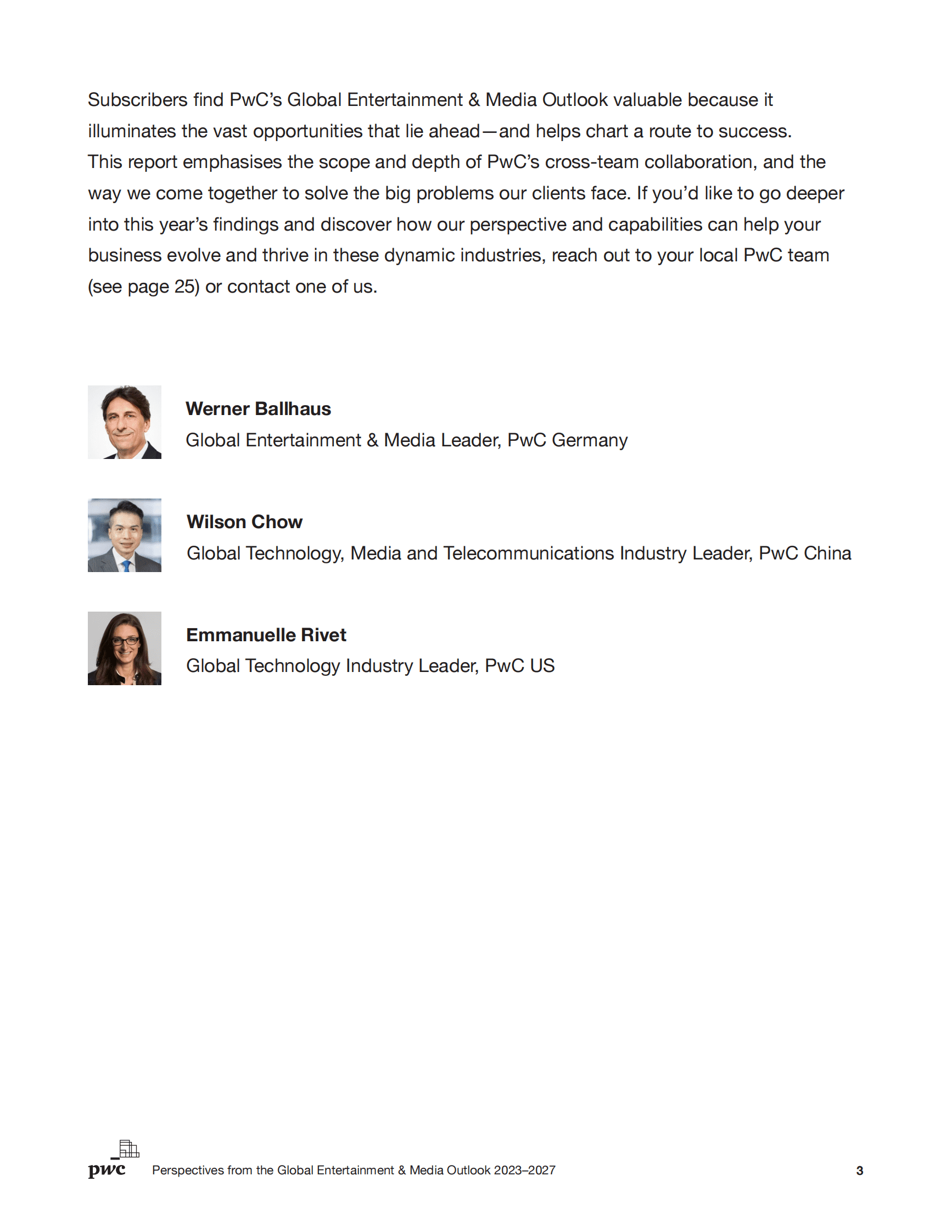 PWC：2023-2027全球娱乐与媒体展望（英） 第3页