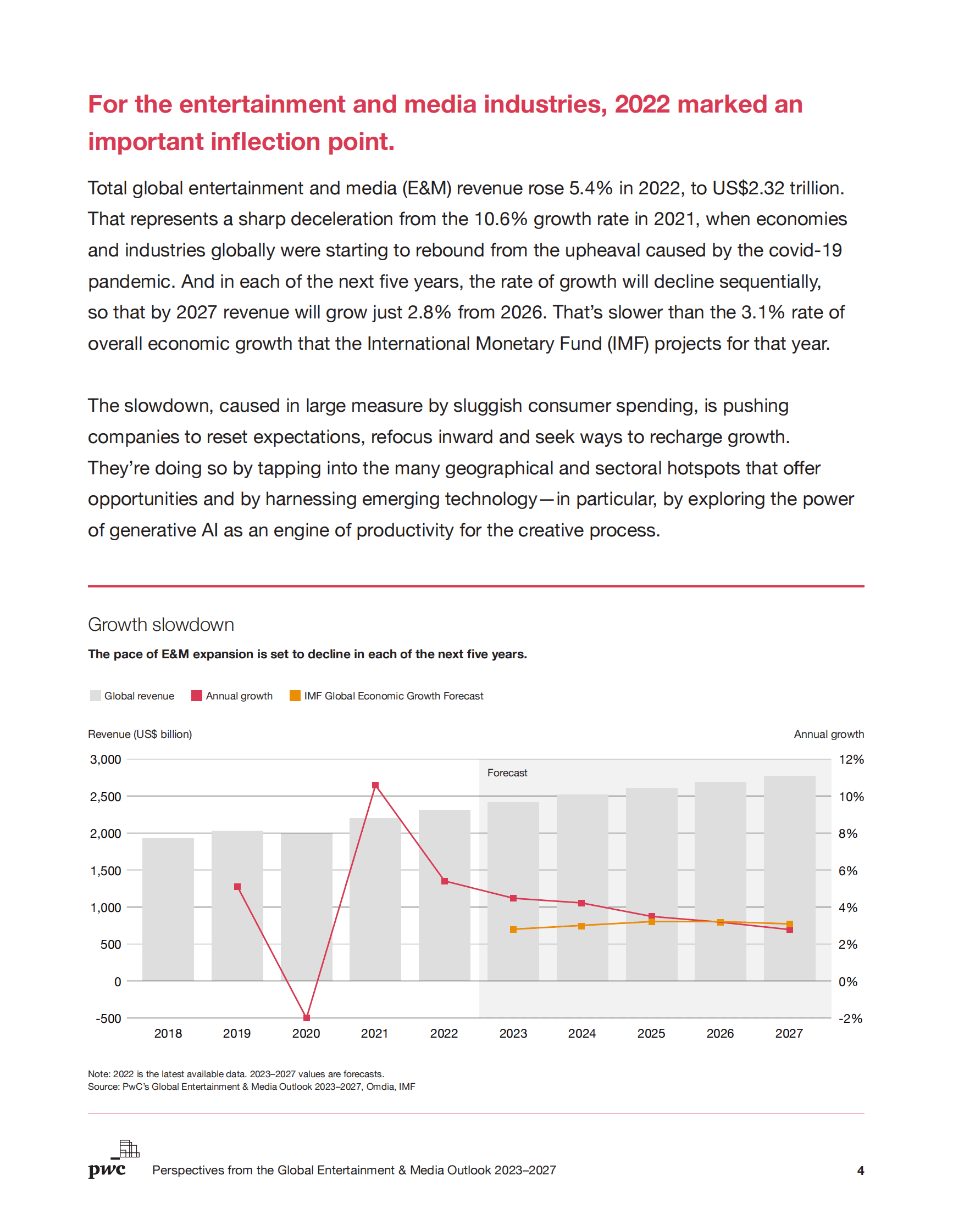 PWC：2023-2027全球娱乐与媒体展望（英） 第4页