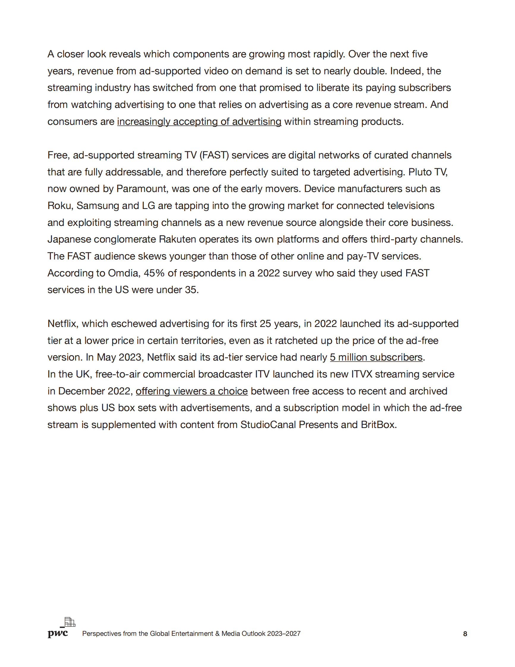 PWC：2023-2027全球娱乐与媒体展望（英） 第8页