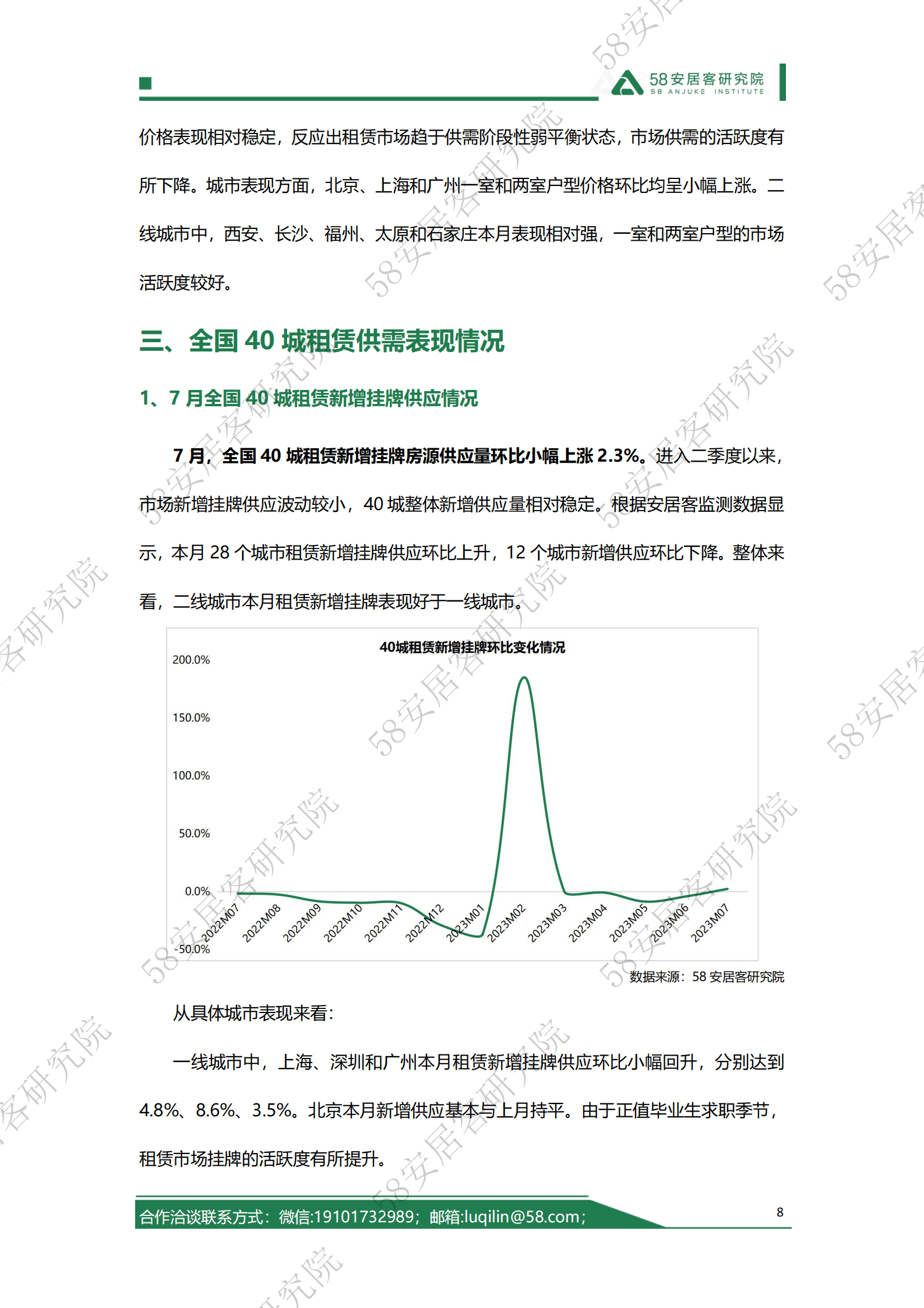 58安居客研究院：2023年7月全国租赁市场月报 第8页