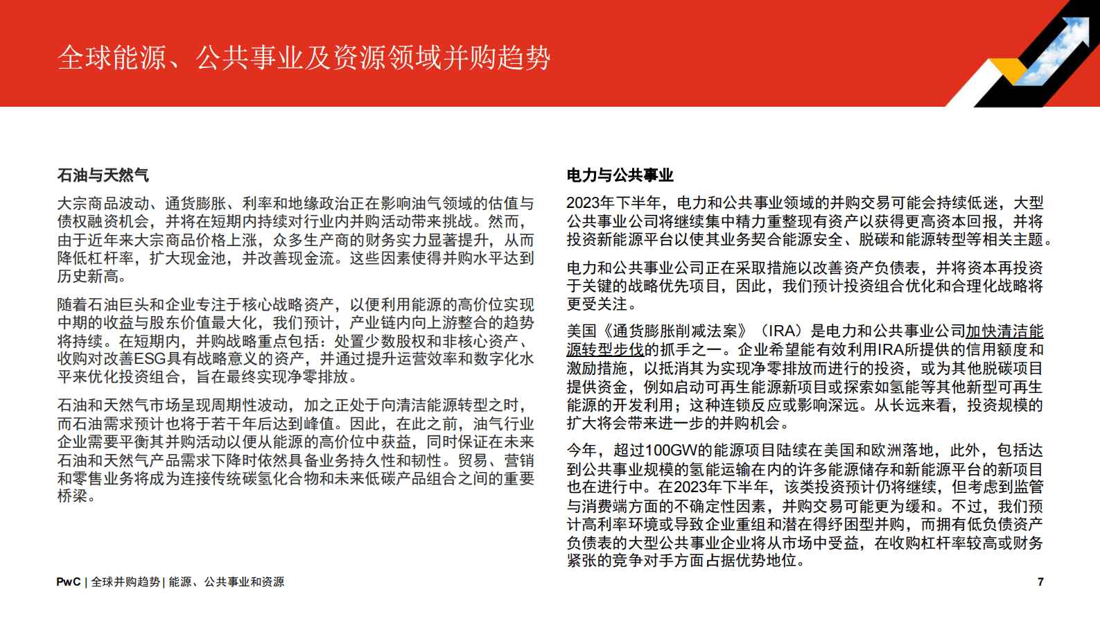 普华永道：2023年全球能源、公用事业及资源并购趋势-中期回顾及展望 第7页