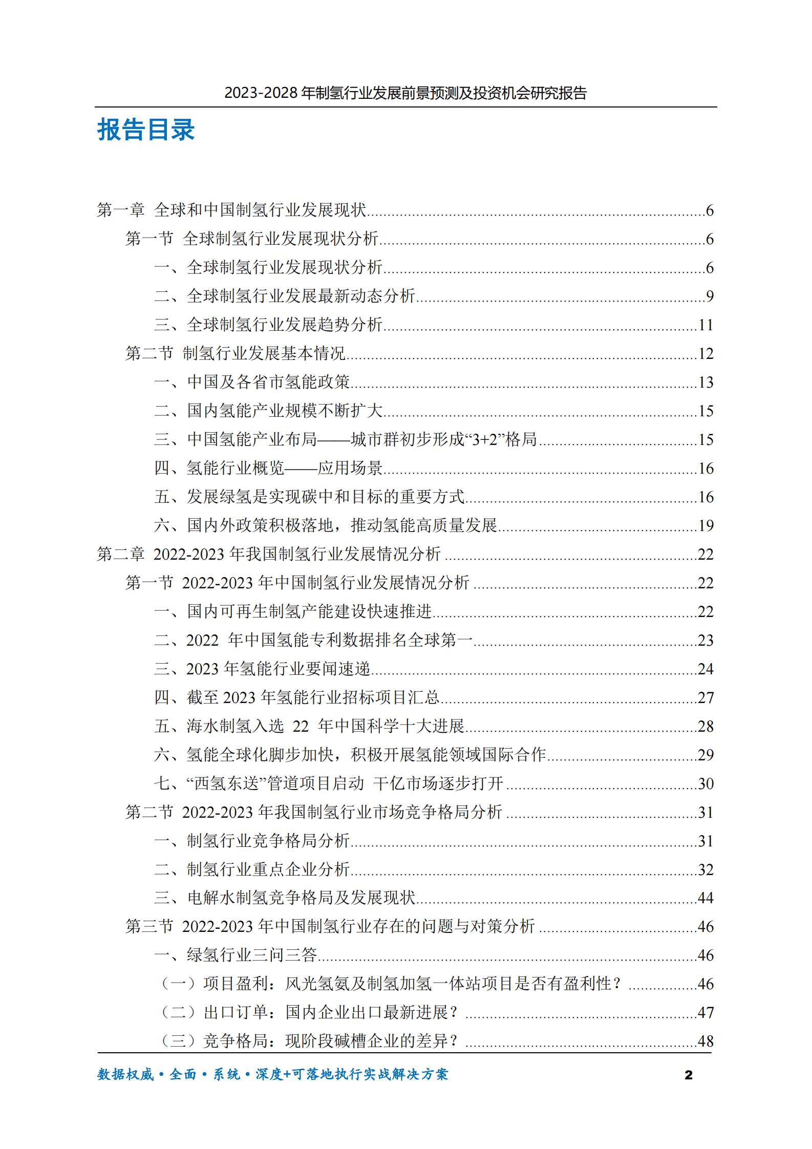 2023-2028年制氢行业发展前景预测及投资机会研究报告 第2页
