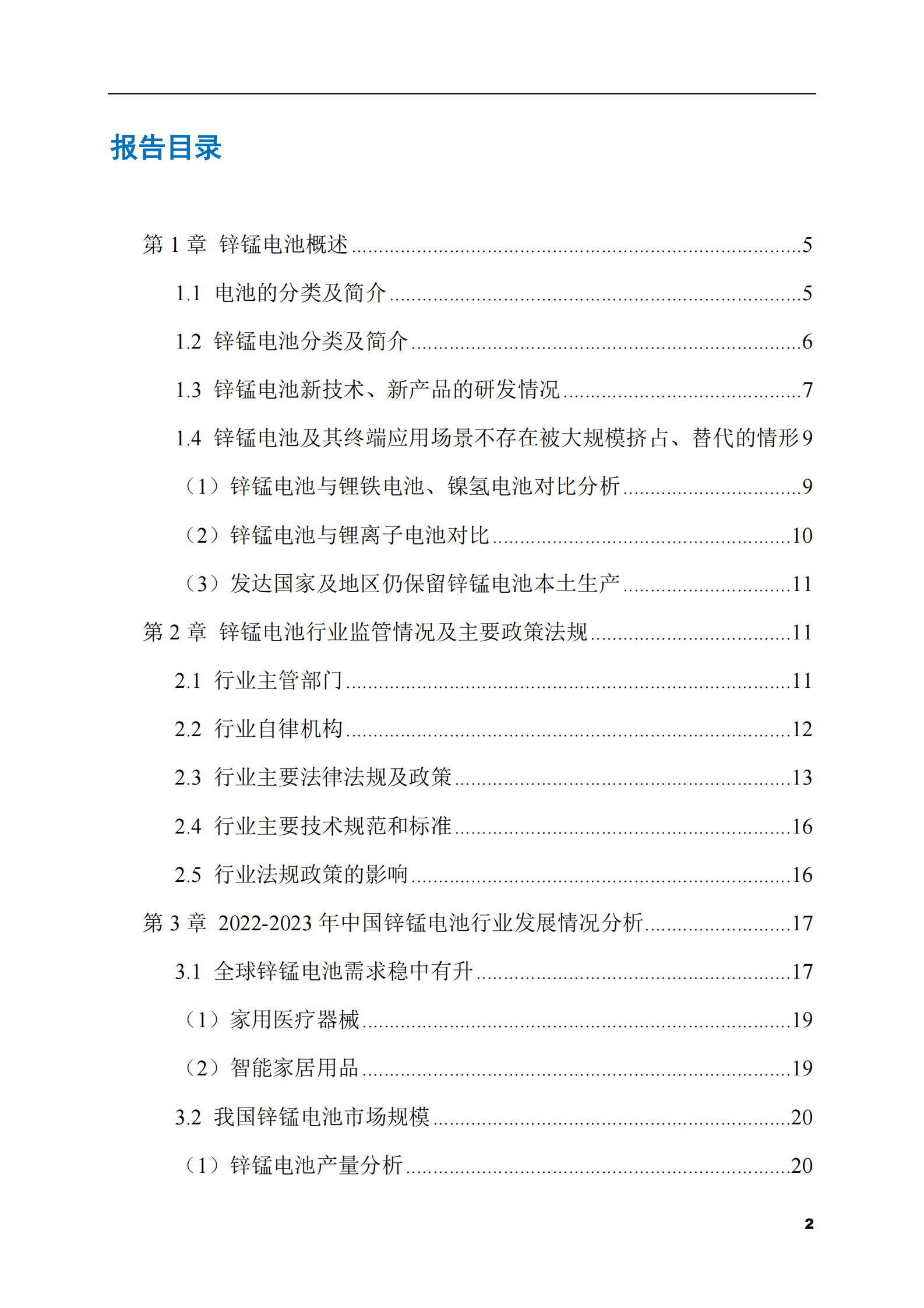 2023-2028年锌锰电池市场现状与前景调研报告 第2页