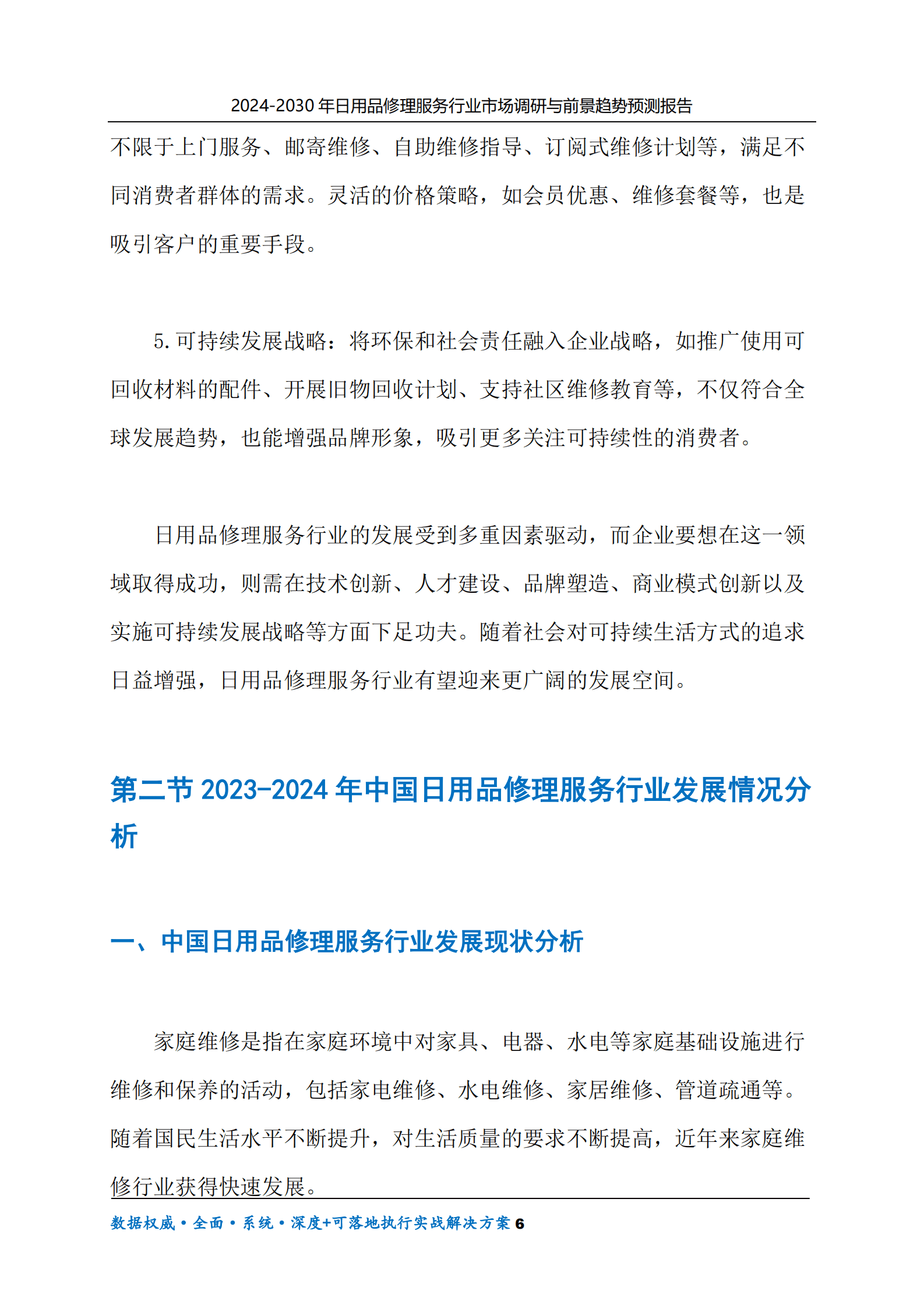 2024-2030年日用品修理服务行业市场调研及前景趋势预测报告 第6页