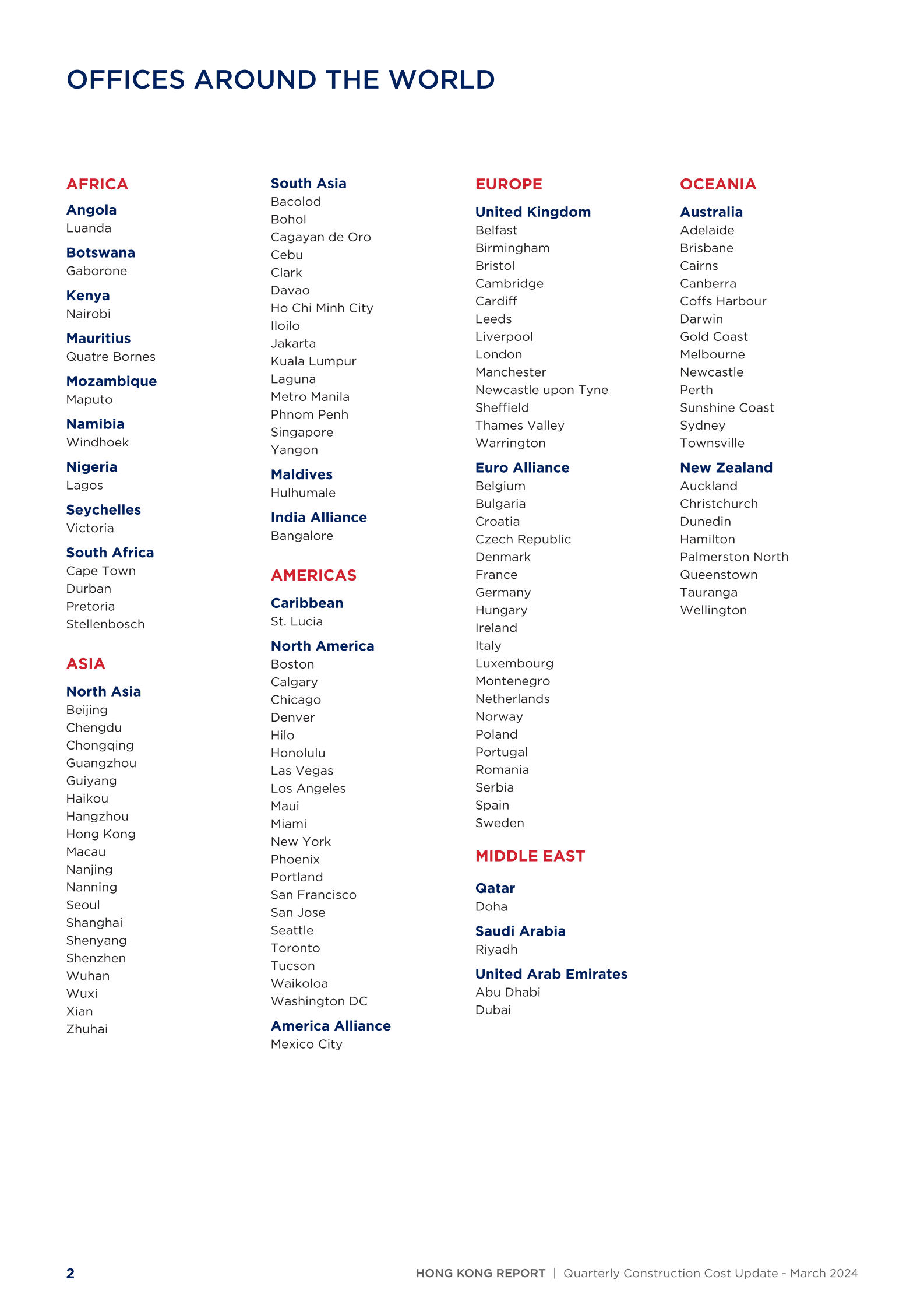 利比咨询：2024年第一季度香港建筑成本报告（英文版） 第2页