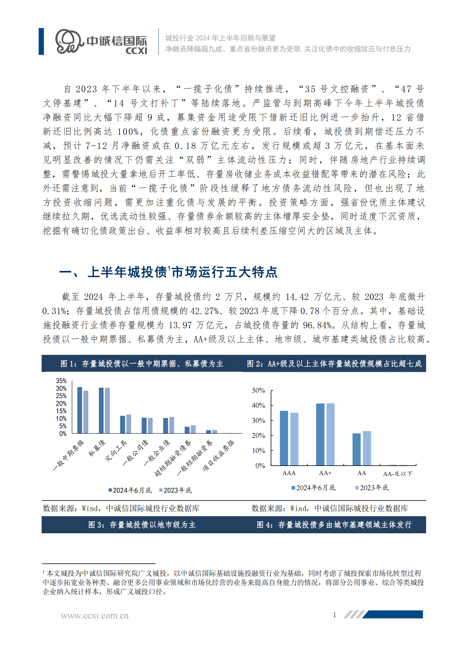 中诚信国际：城投行业2024年上半年回顾与展望之市场运行篇-净融资降幅超九成、重点省份融资更为受限关注化债中的收缩效应与付息压力 第2页