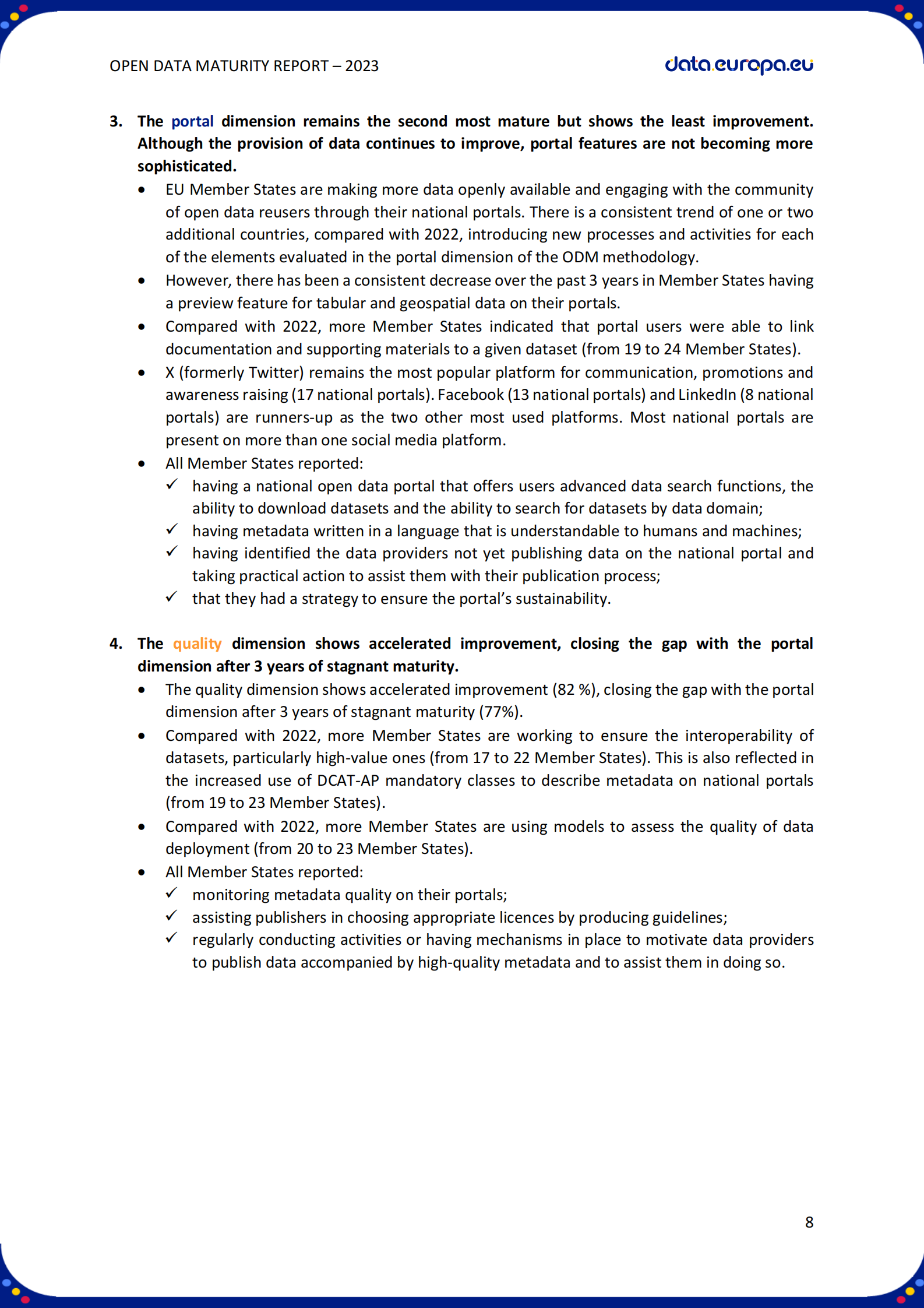 欧盟委员会：2023年开放数据成熟度（ODM）（英文） 第8页