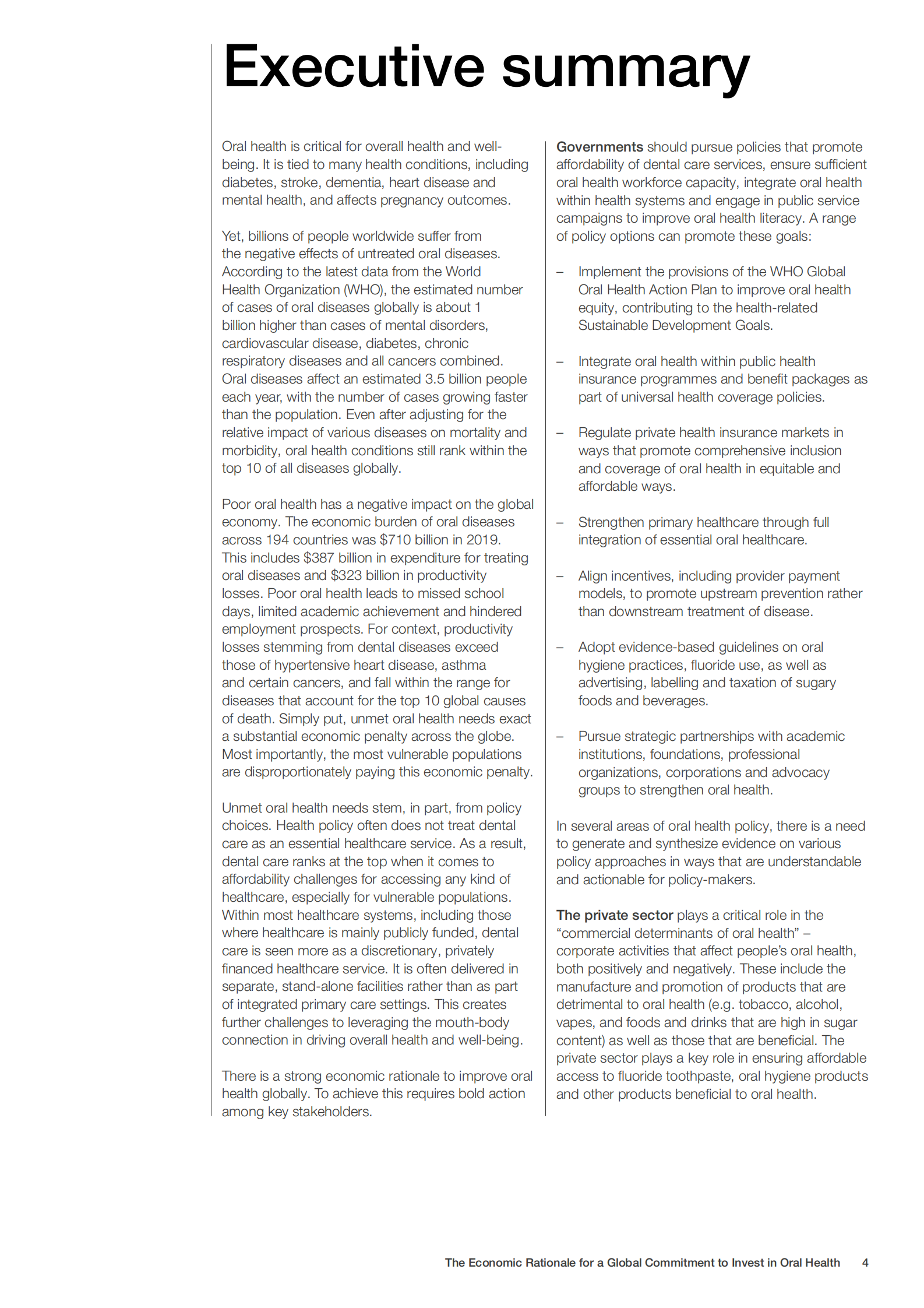 世界经济论坛：投资口腔健康全球承诺的经济合理性（英文） 第4页