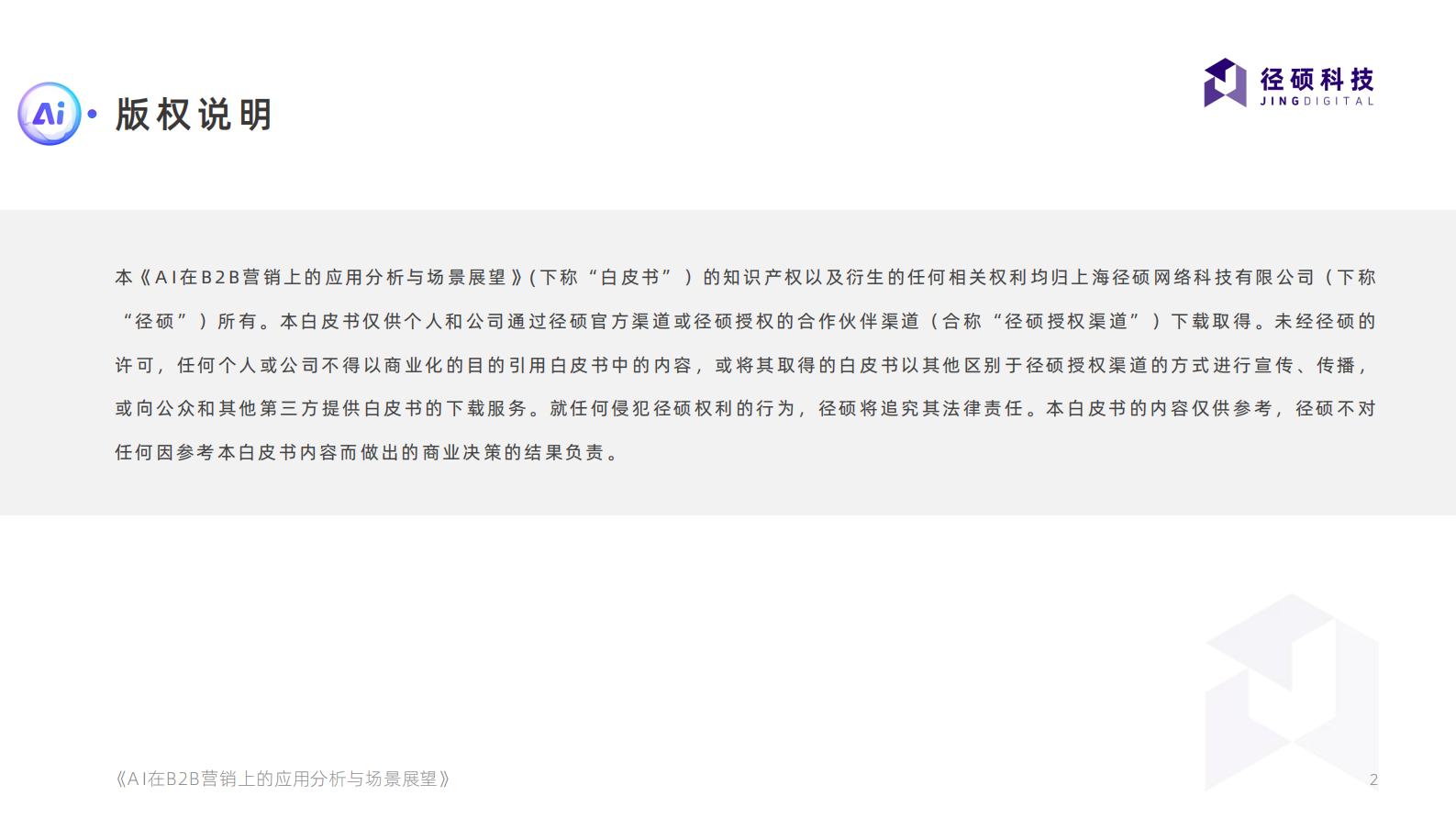 径硕科技：2024年AI在B2B营销上的应用分析与场景展望报告 第2页