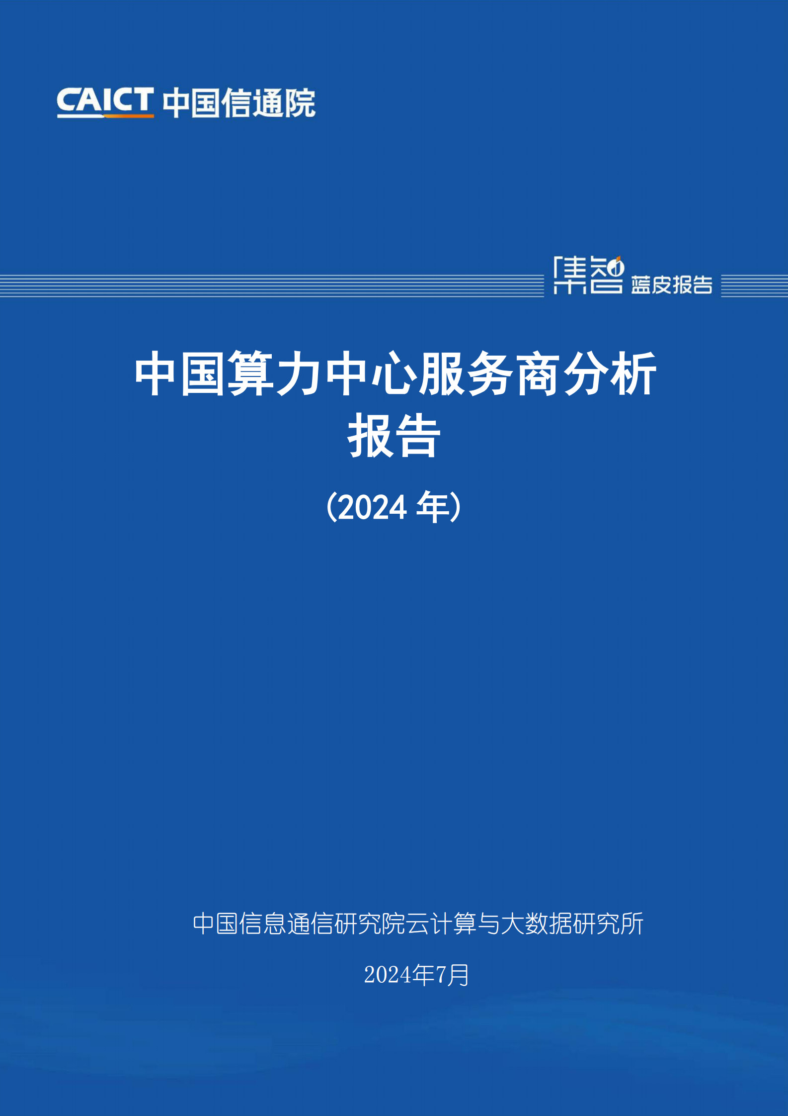中国信通院：中国算力中心服务商分析报告（2024年） 第1页