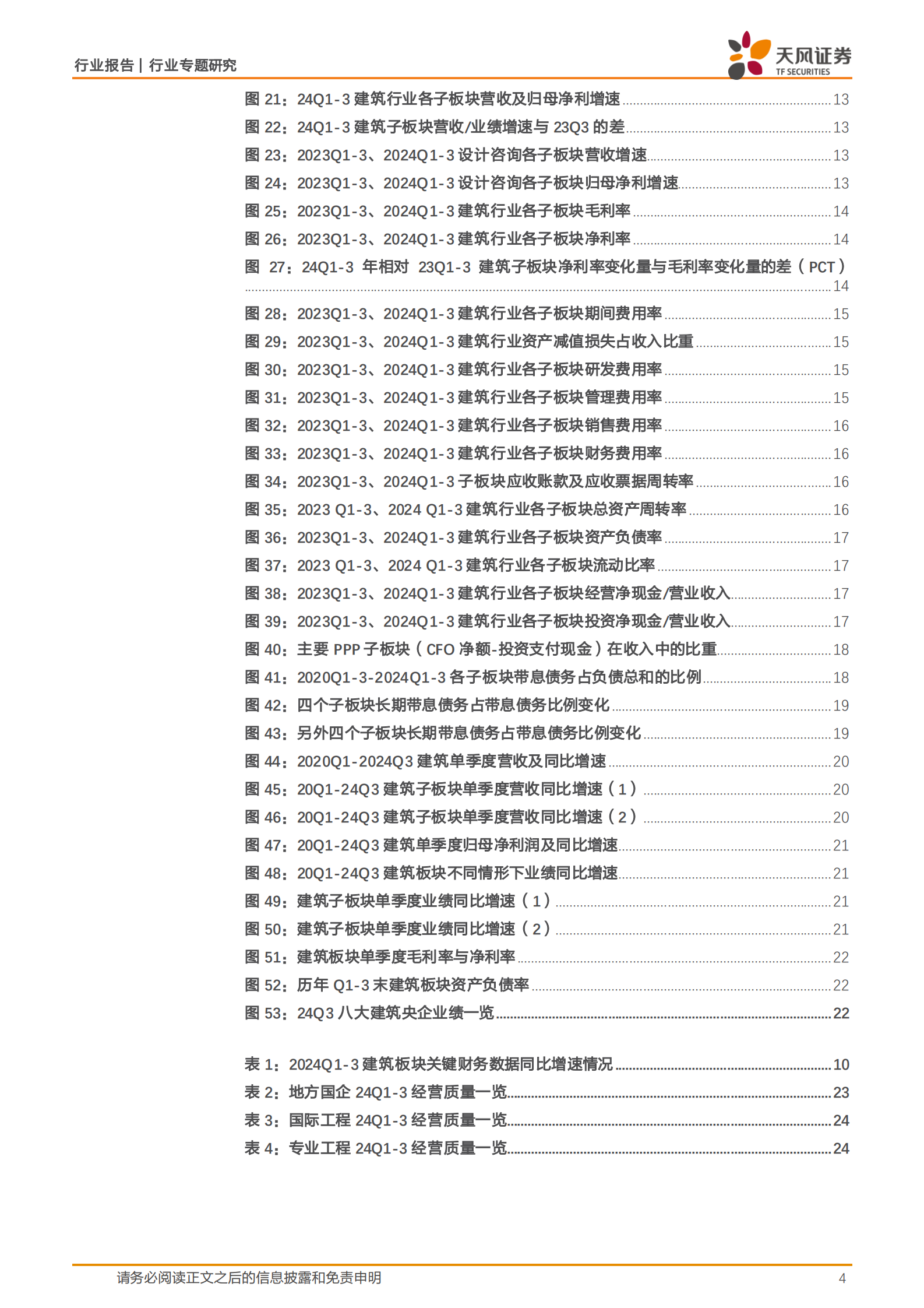 天风证券：建筑装饰行业专题研究：Q3建筑板块业绩持续承压，看好政策刺激下板块反转机遇 第4页