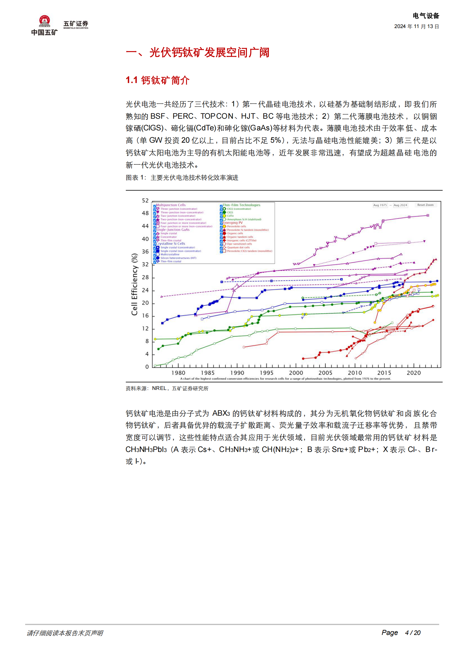 五矿证券：追风逐光系列三：钙钛矿电池如何引领光伏技术迭代 第4页