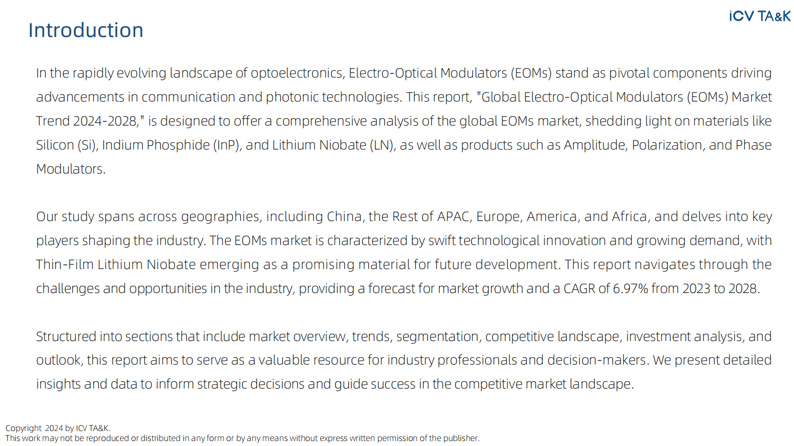 iCV TA&K：2024-2028年全球电光调制器（EOM）市场趋势报告（英文版） 第2页