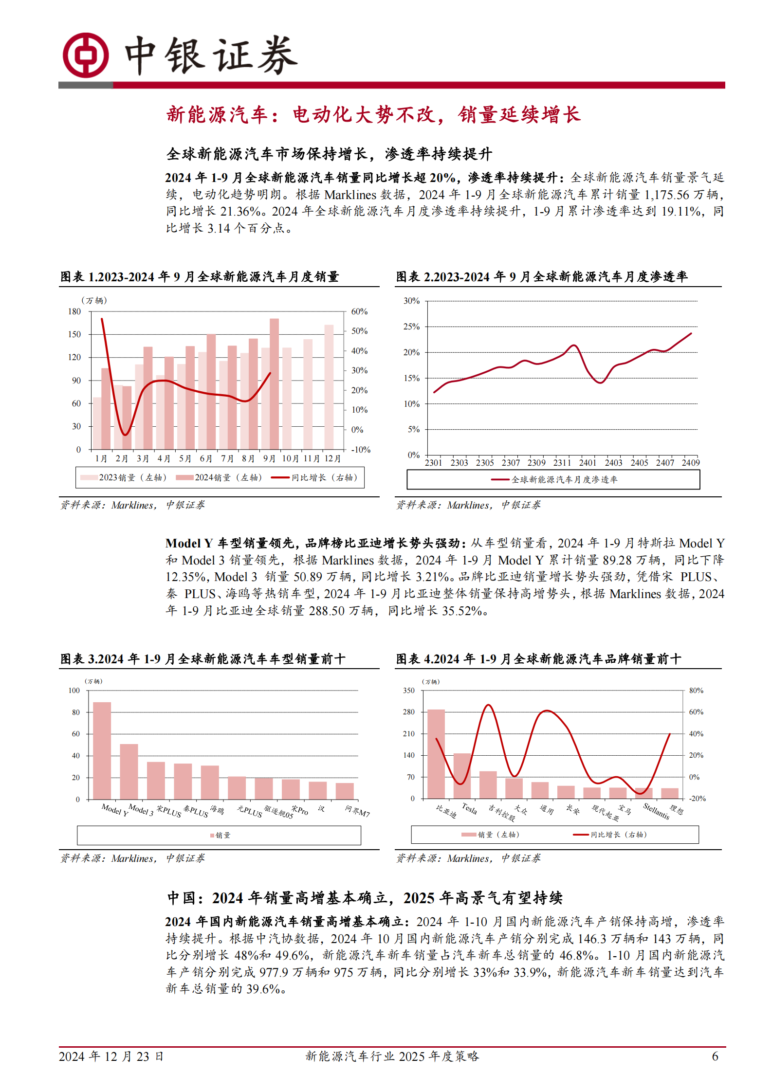 中银证券：新能源汽车行业2025年度策略：行业触底回升，新技术加速落地 第6页