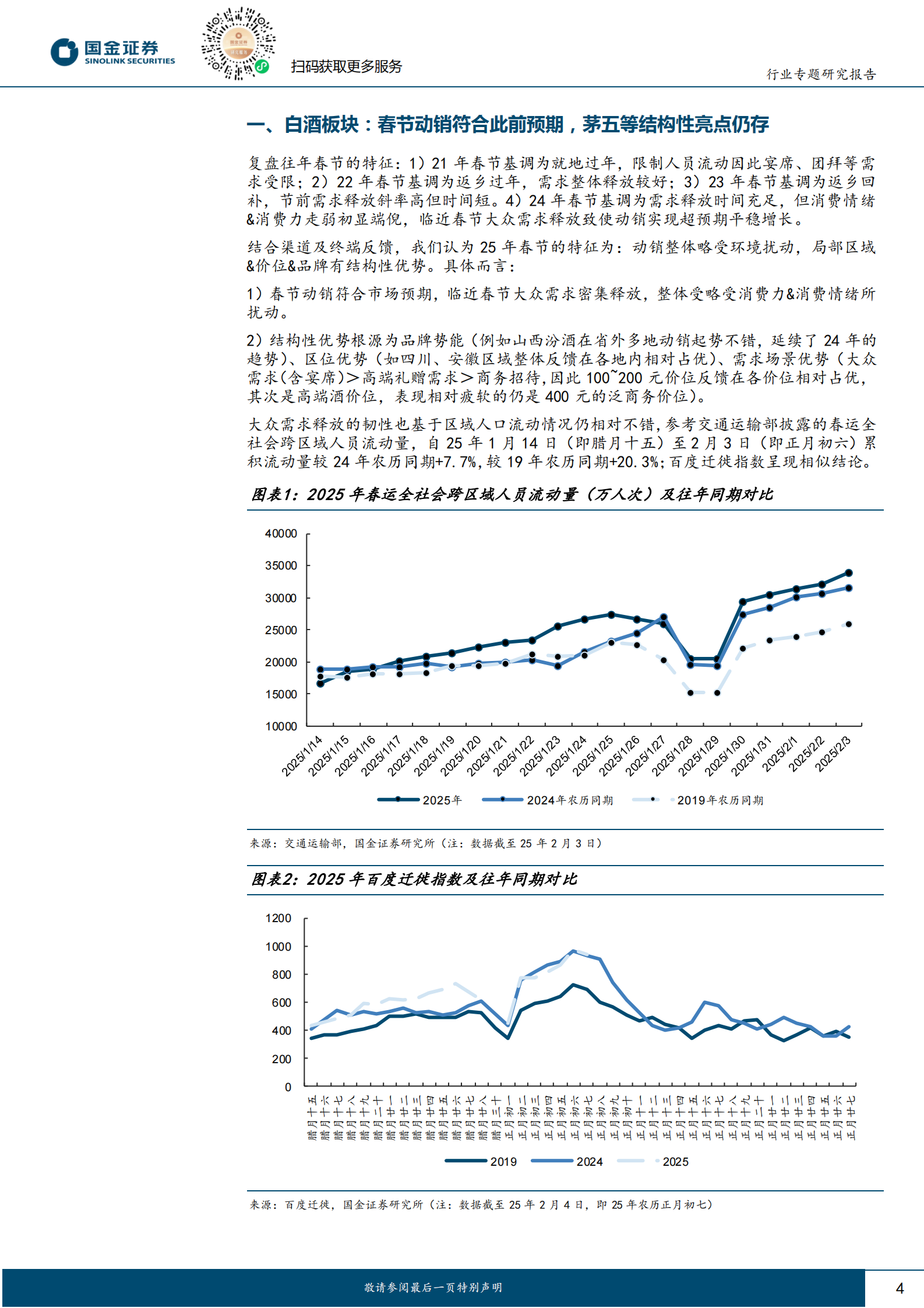 国金证券：食品饮料行业研究：春节调研反馈：白酒持续改善，大众品亮点显著 第4页