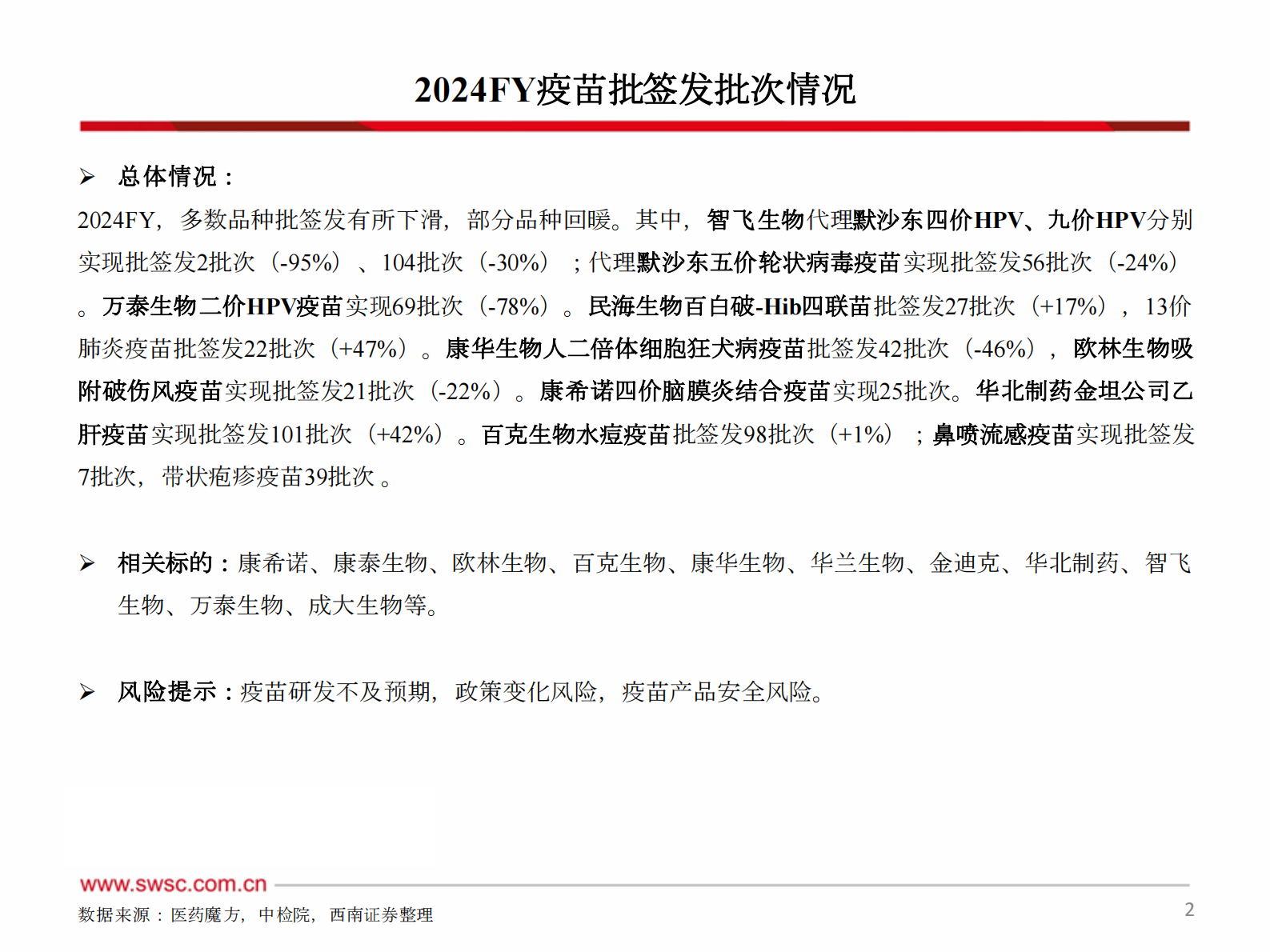 西南证券：2024年疫苗行业跟踪报告（附批签发） 第3页