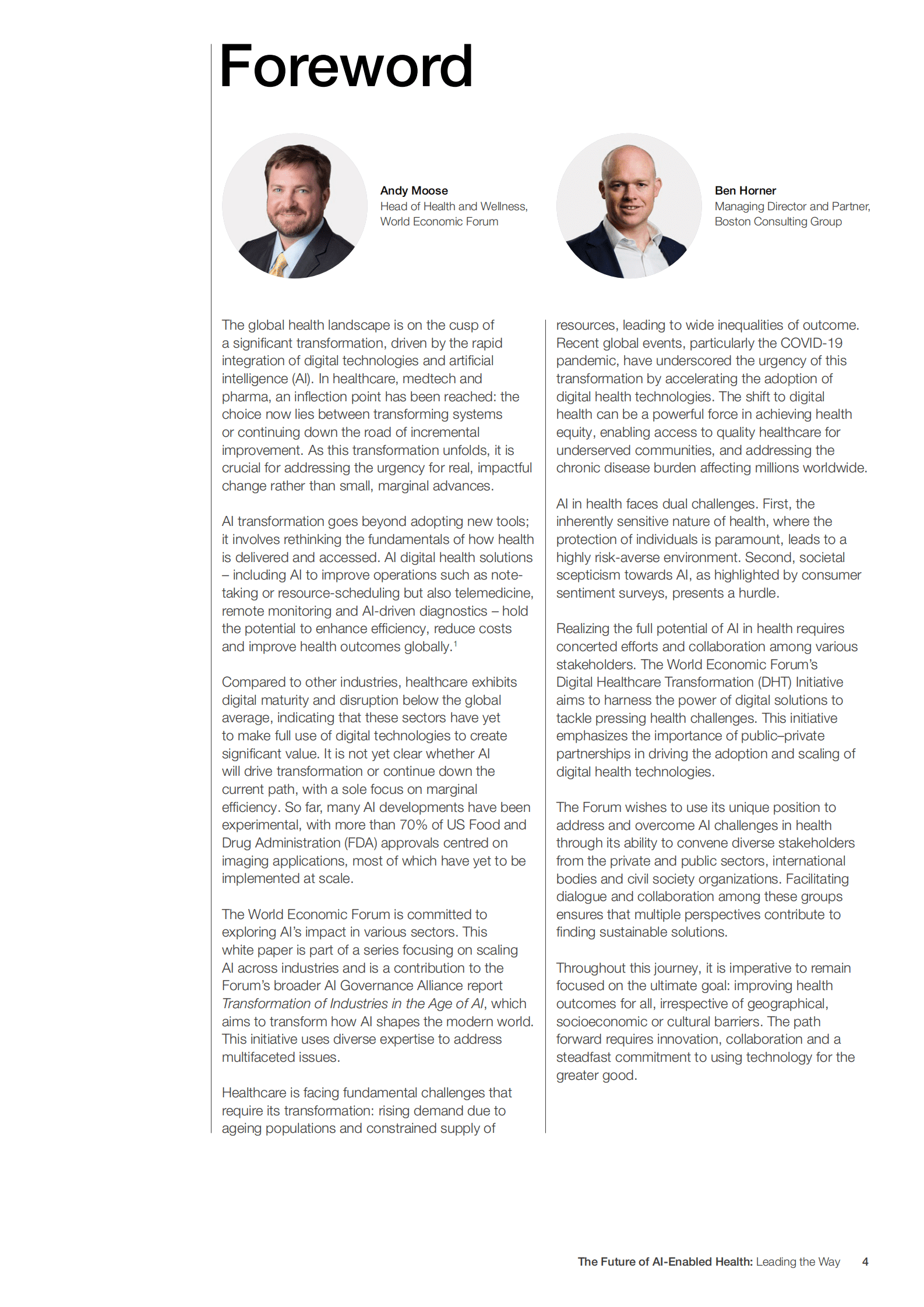 WEFBCG：2025年人工智能赋能医疗行业的未来白皮书：AI引领智能新征程（英文版） 第4页