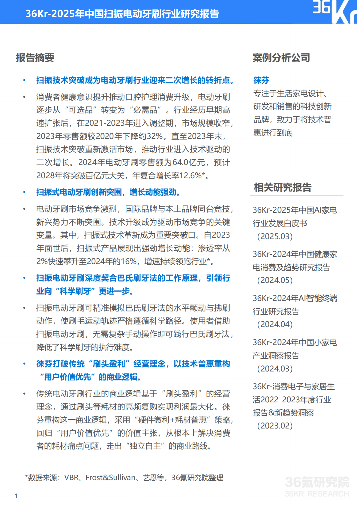36Kr&36氪研究院：2025年扫振电动牙刷行业研究报告 第2页