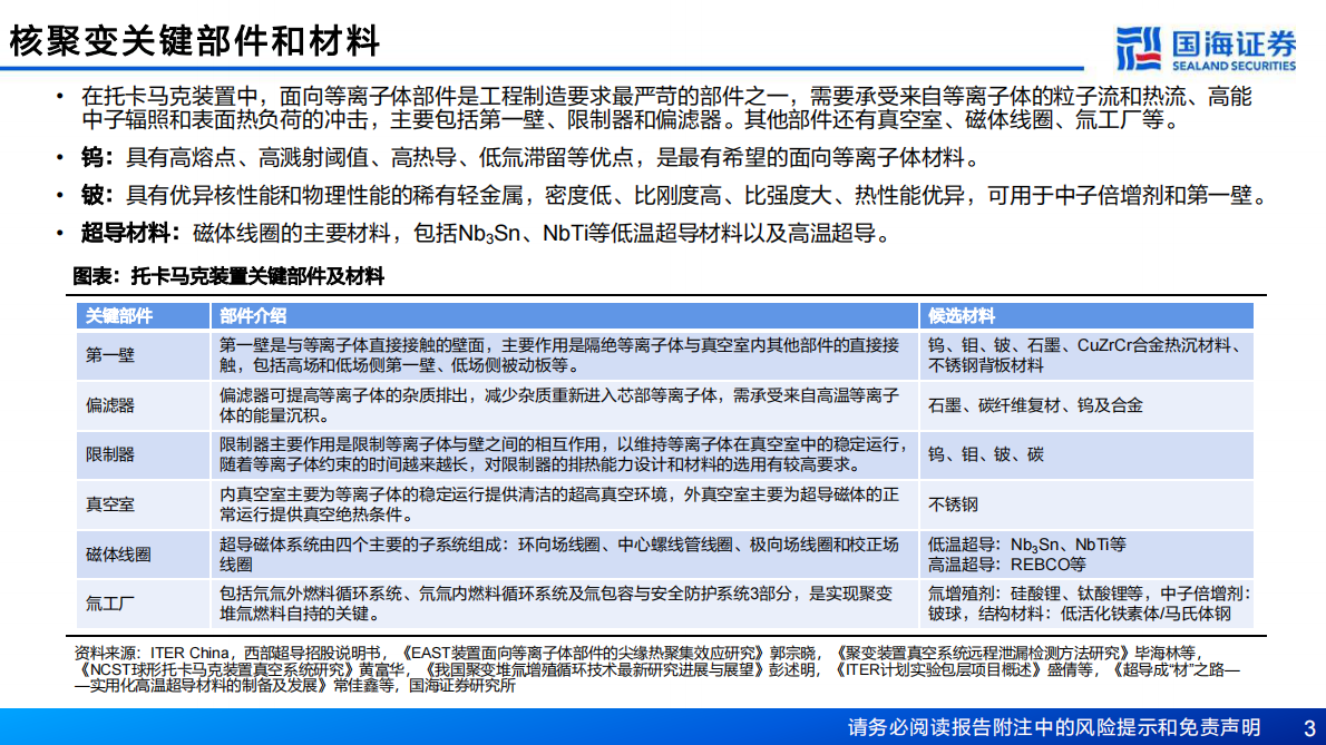 国海证券：新材料产业深度报告：新材料产业框架之五，核聚变临界点已至，关键部件与材料迎战略机遇 第3页