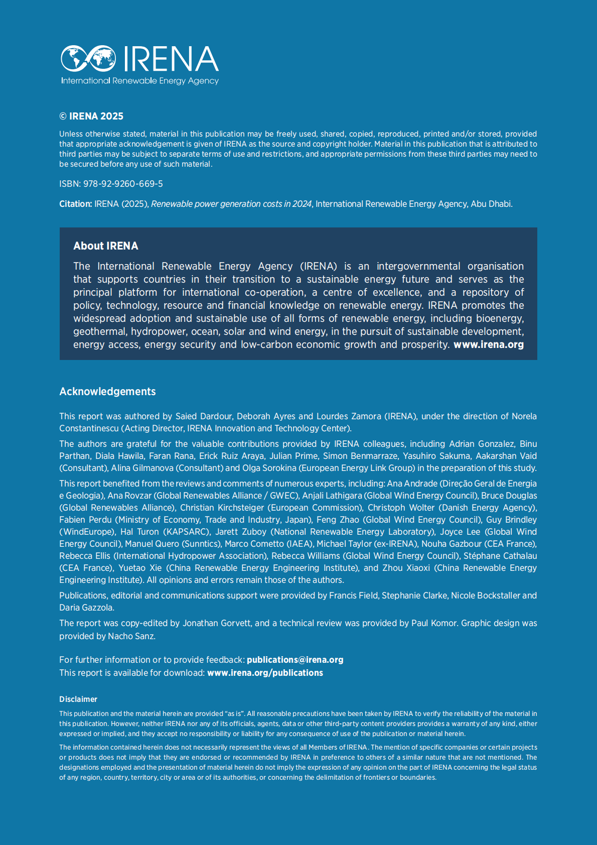 IRENA国际可再生能源署：2024年可再生发电成本报告（英文版） 第2页