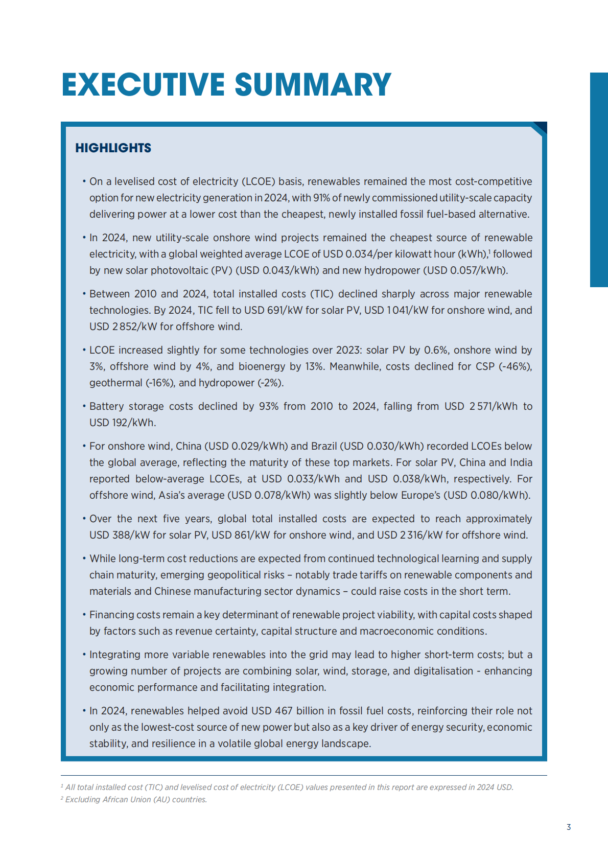 IRENA国际可再生能源署：2024年可再生发电成本报告（英文版） 第3页