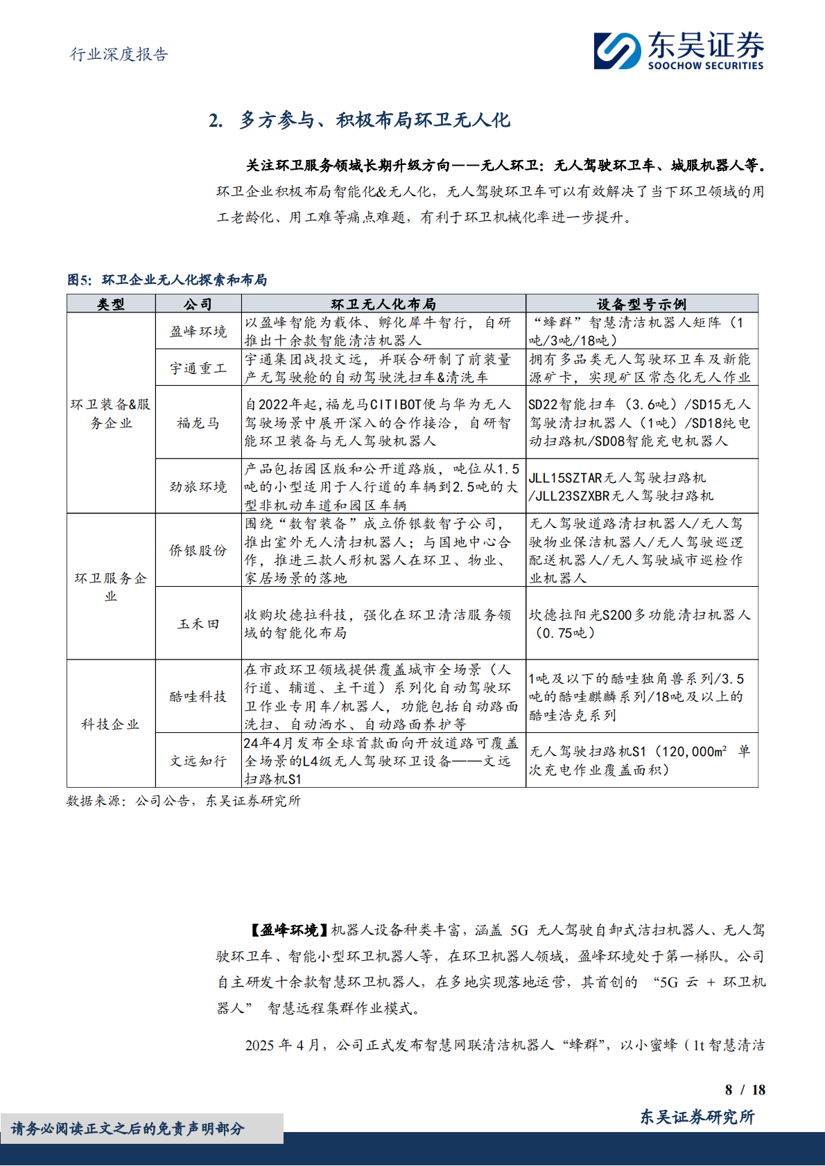 环卫无人化系列深度1：小吨位环卫无人设备经济性渐近，订单呈散点放量趋势-东吴证券 第8页