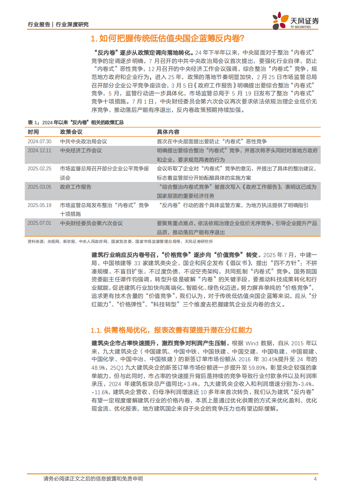 天风证券：建筑装饰行业深度研究：哪些建筑标的受益于&ldquo;反内卷&rdquo;？ 第4页