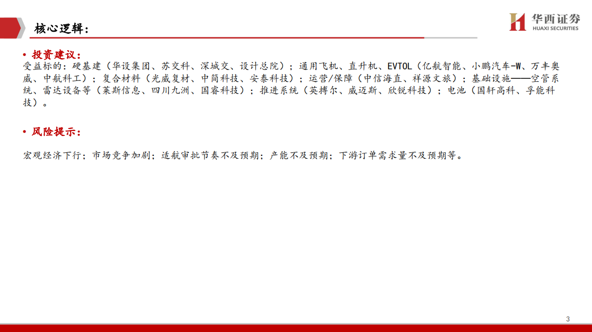 华西证券：低空经济专题策略报告：改革推进，上下游迈向高质量发展 第3页