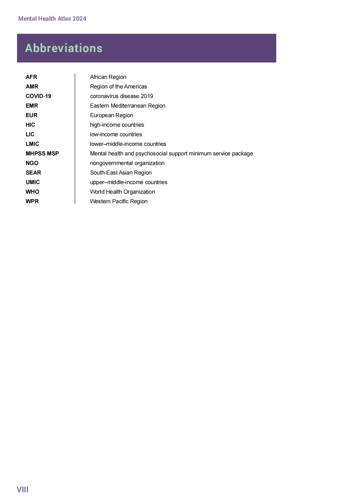WHO世界卫生组织：2024年心理健康地图集（英文版） 第8页