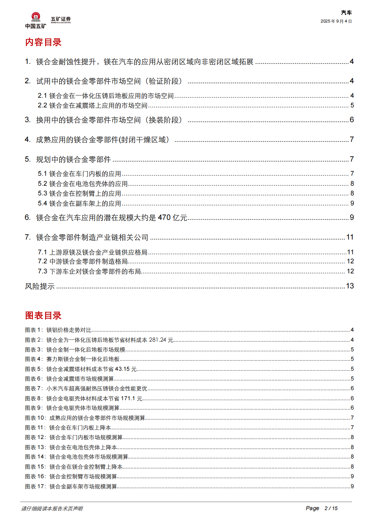 五矿证券：新能源汽车新材料研究之八：汽车轻量化进入&ldquo;镁&rdquo;时代，车企竞逐百亿镁合金蓝海 第2页