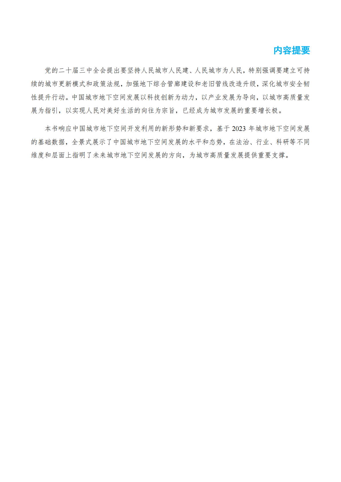 中国工程院战略咨询中心：2024年中国城市地下空间发展蓝皮书 第2页