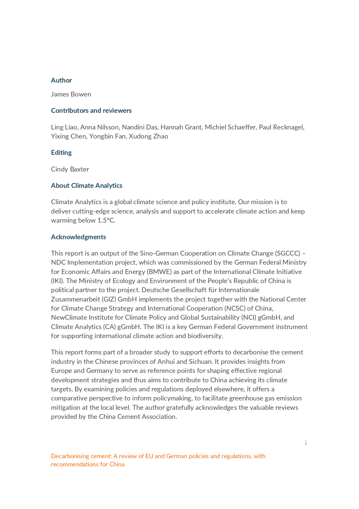 2025水泥行业脱碳：欧盟和德国的政策法规研究及对中国的建议研究报告（英文版） 第2页