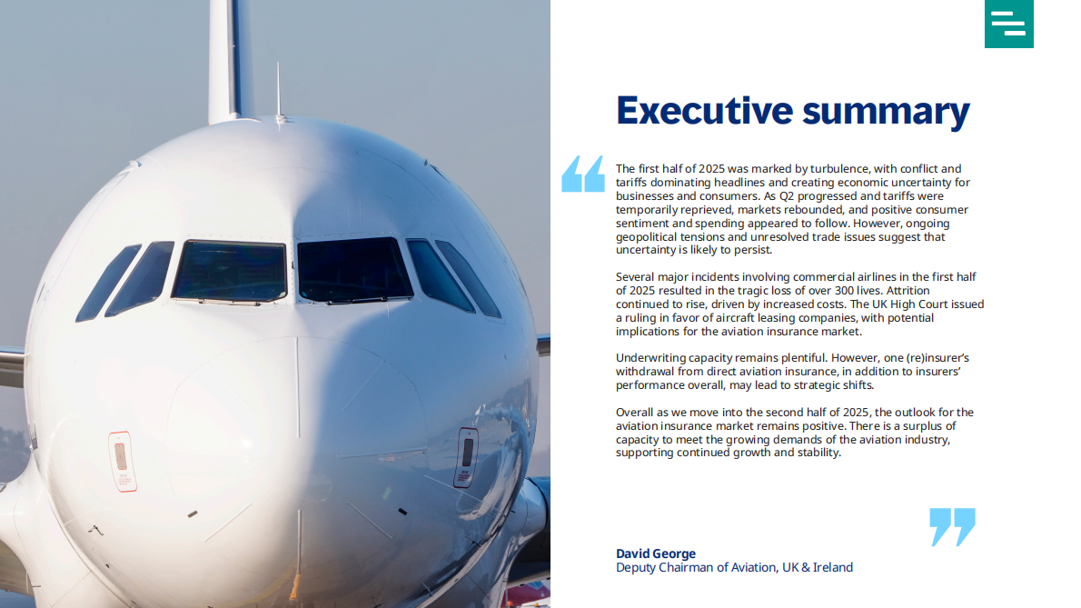 Marsh达信：2025年上半年航空保险市场概况报告（英文版） 第3页