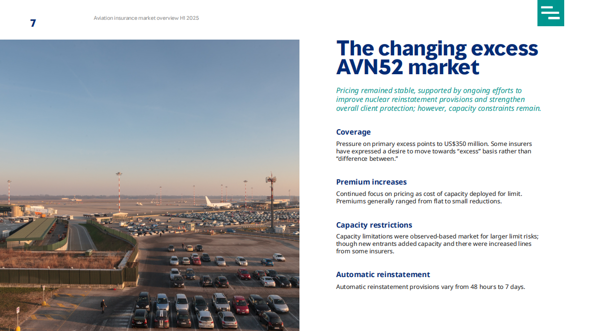 Marsh达信：2025年上半年航空保险市场概况报告（英文版） 第7页