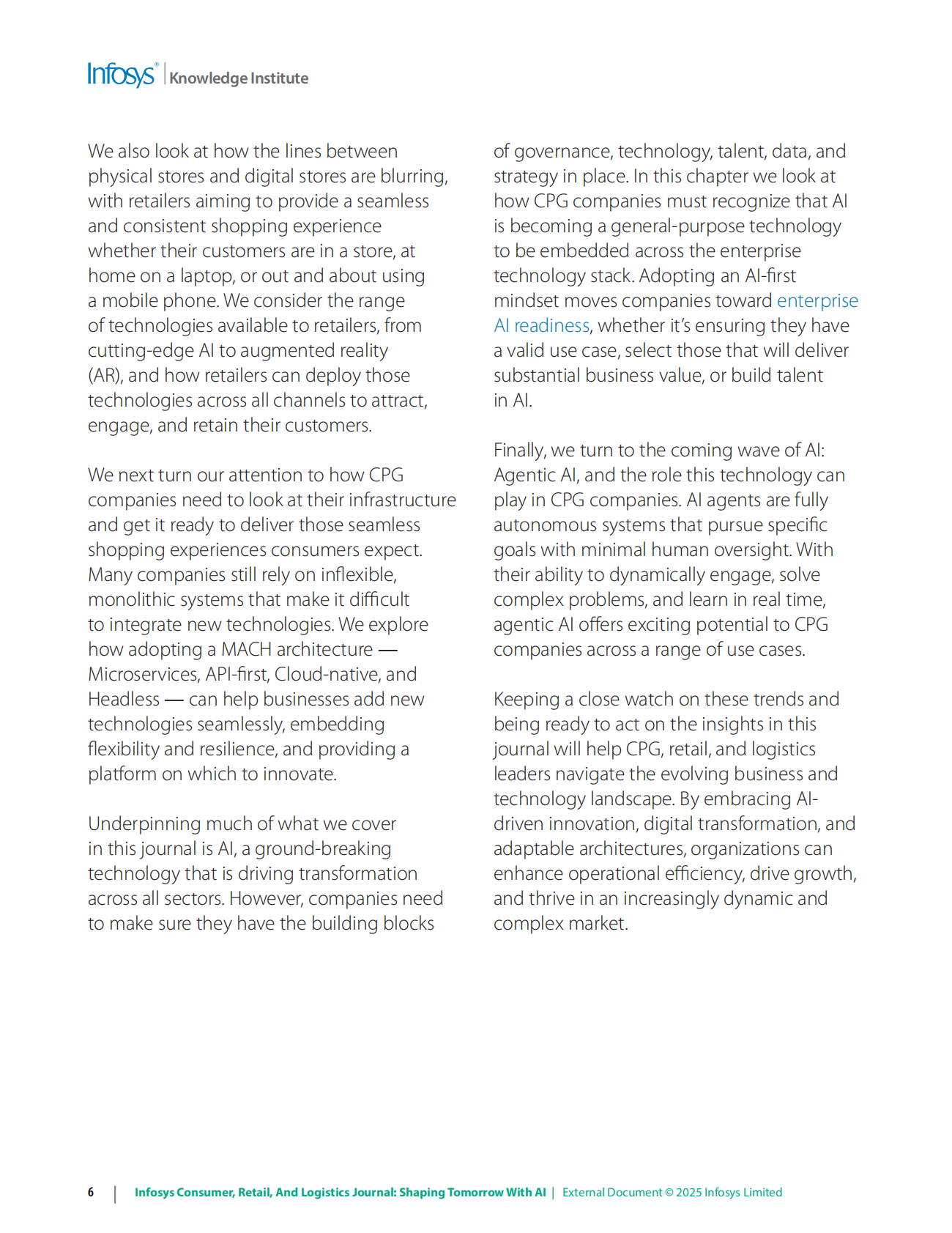 印孚瑟斯Infosys：2025年信息、零售和物流杂志：用人工智能塑造未来报告（英文版） 第6页