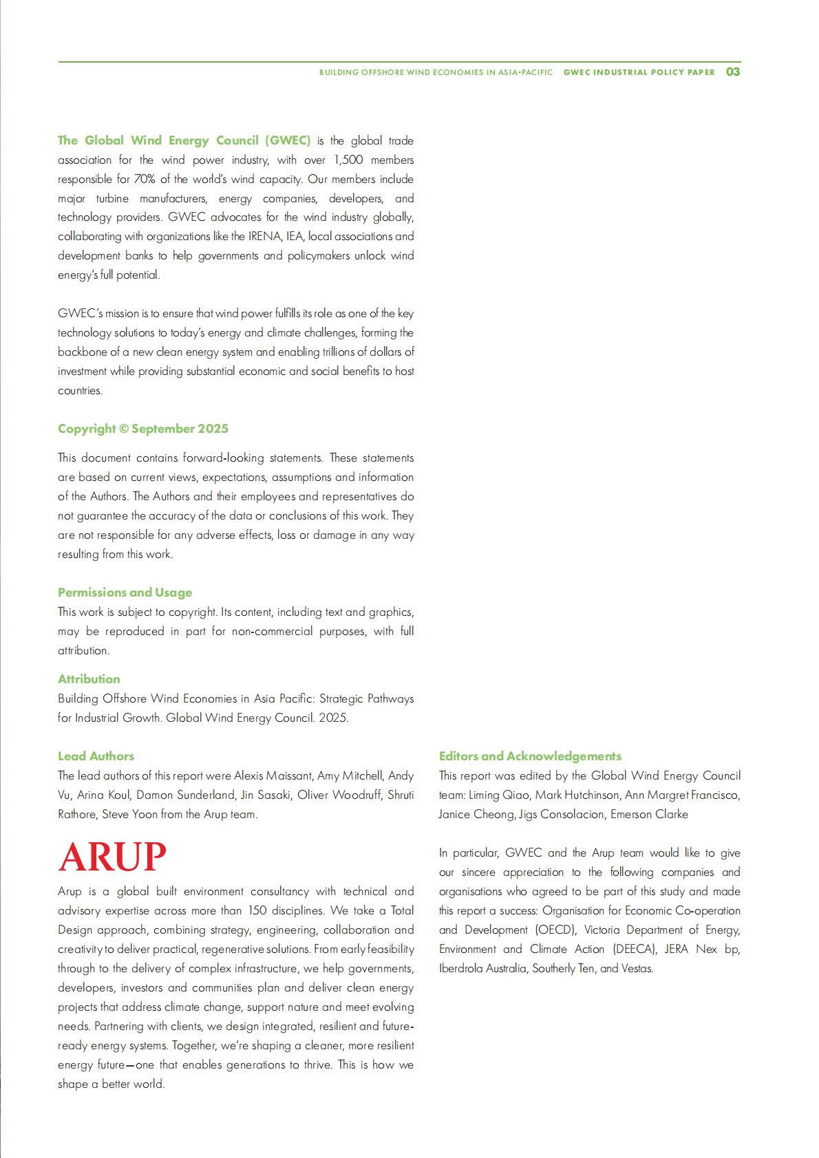 GWEC全球风能协会：2025年亚太地区海上风电经济的建设：工业增长的战略途径报告（英文版） 第3页