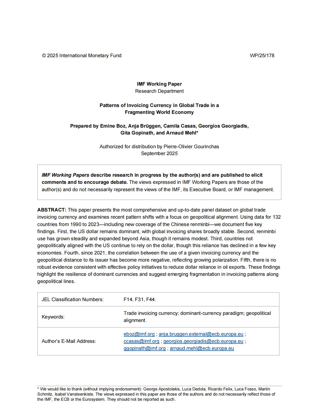 国际货币基金组织：世界经济碎片化背景下全球贸易中的发票货币模式（英文版） 第2页