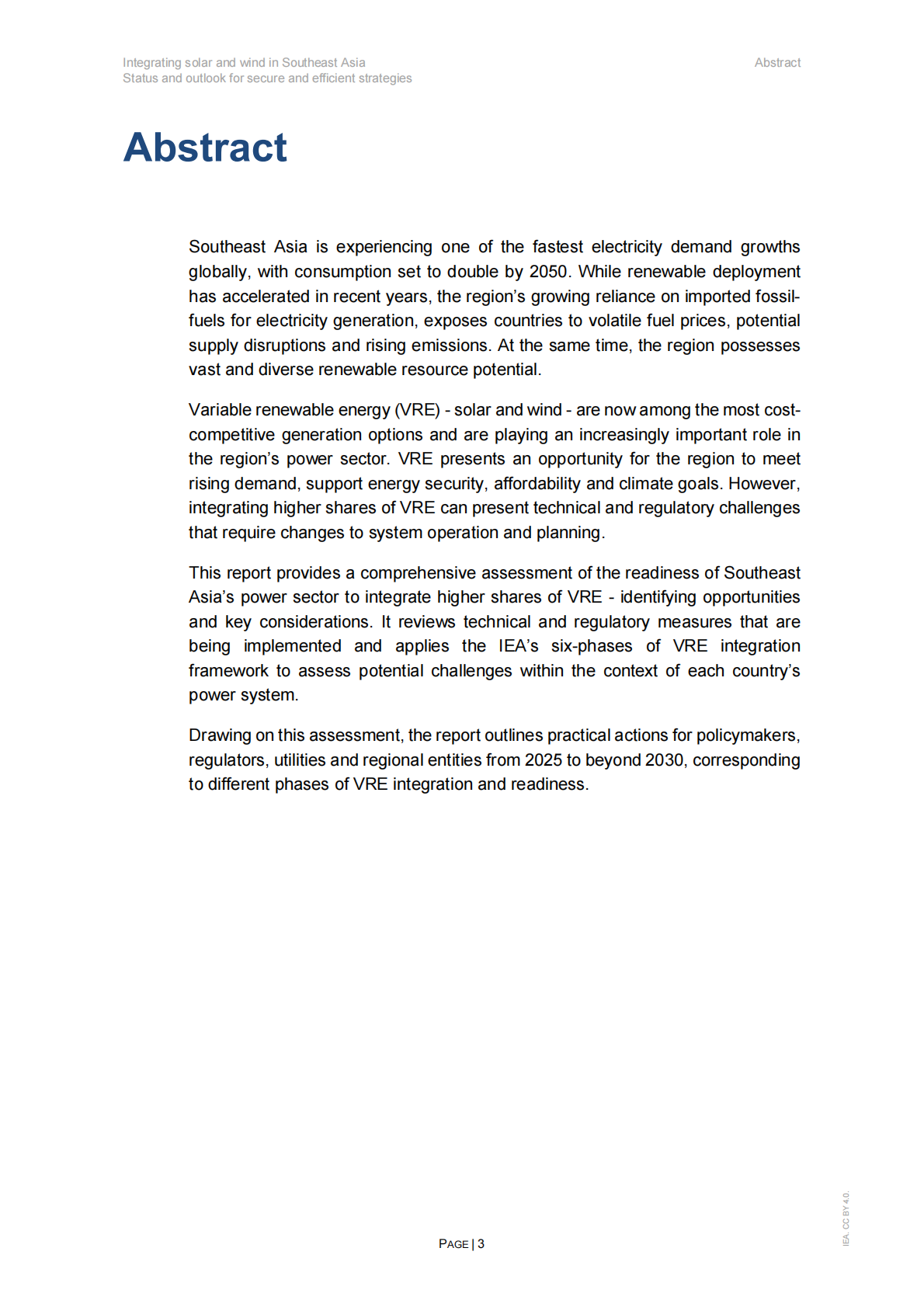 国际能源署IEA：整合东南亚的太阳能和风能-安全和高效策略的状态和前景 第3页