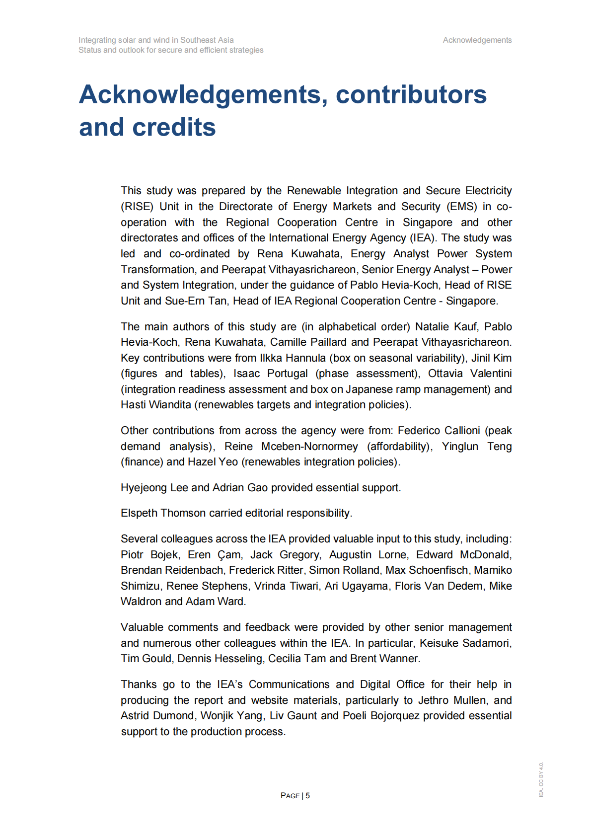 国际能源署IEA：整合东南亚的太阳能和风能-安全和高效策略的状态和前景 第5页