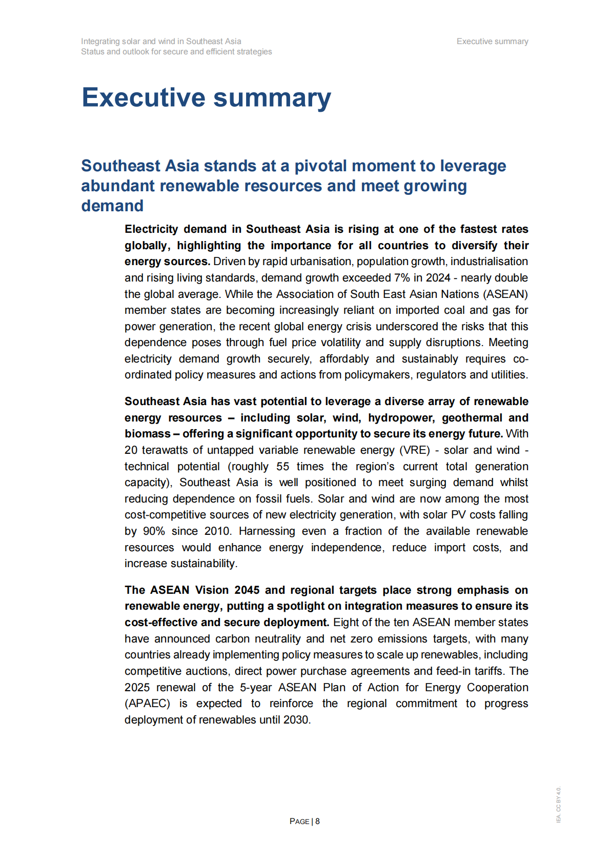 国际能源署IEA：整合东南亚的太阳能和风能-安全和高效策略的状态和前景 第8页