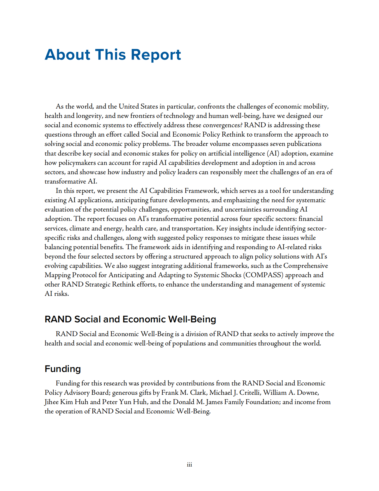 Rand兰德：2025年AI应用与行业转型：对医疗、金融服务、气候与能源及交通领域的影响报告（英文版） 第3页